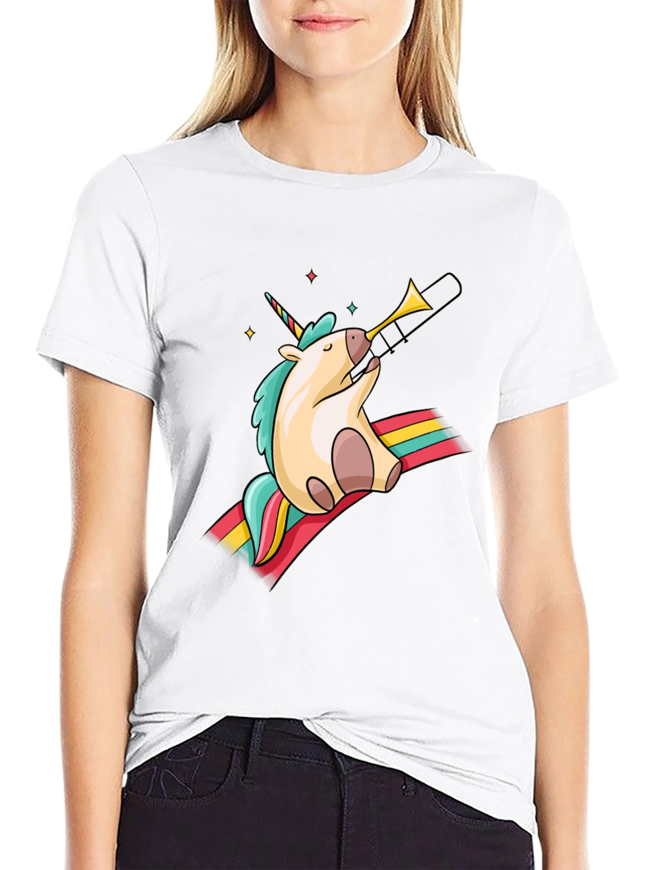 Unicorn Trombone Graphic Tee - Black