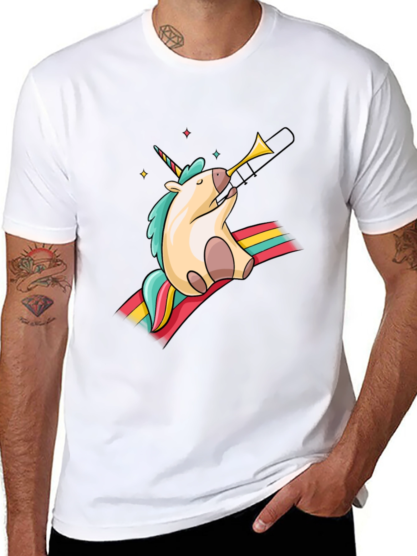 Unicorn Trombone Graphic Tee - Black