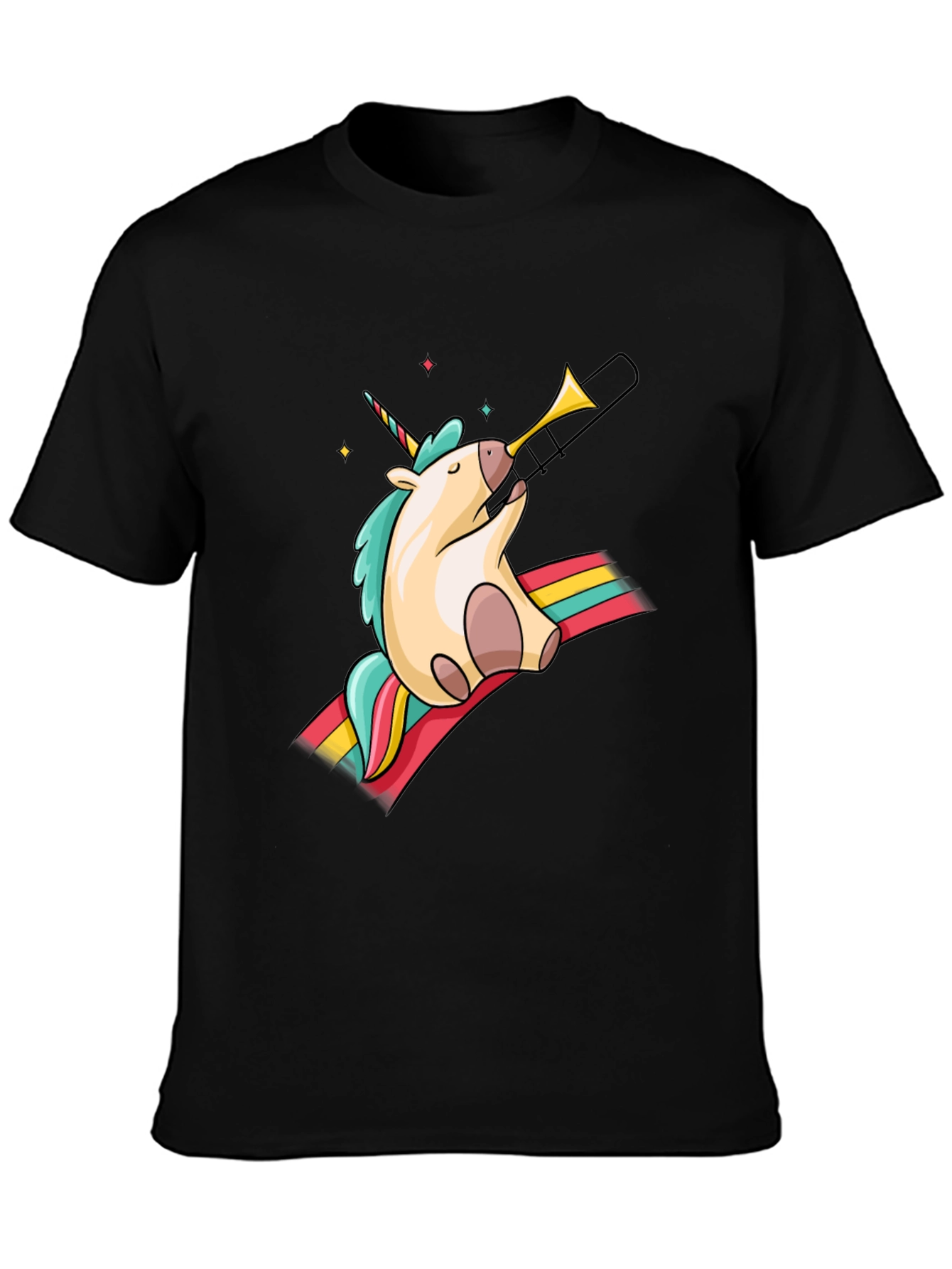 Unicorn Trombone Graphic Tee - Black