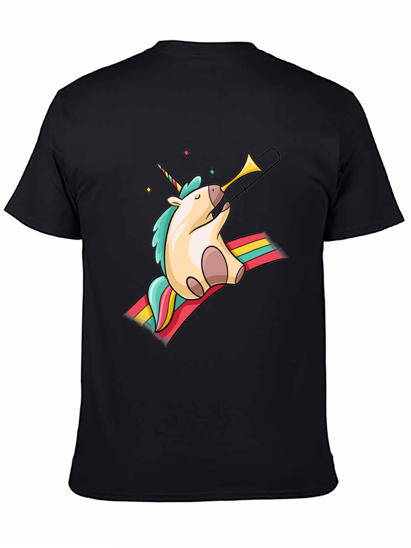 Unicorn Trombone Graphic Tee - Black