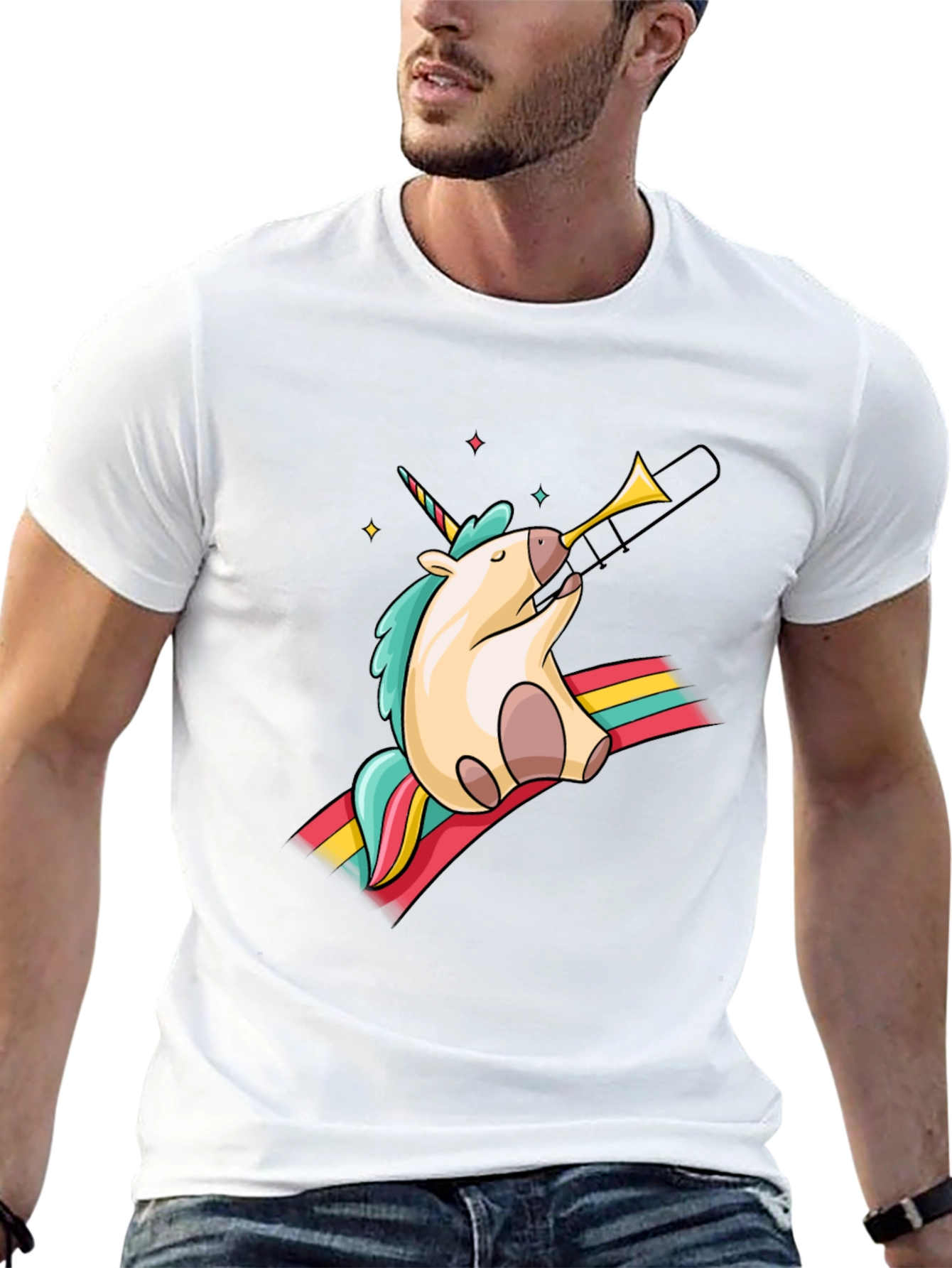 Unicorn Trombone Graphic Tee - Black