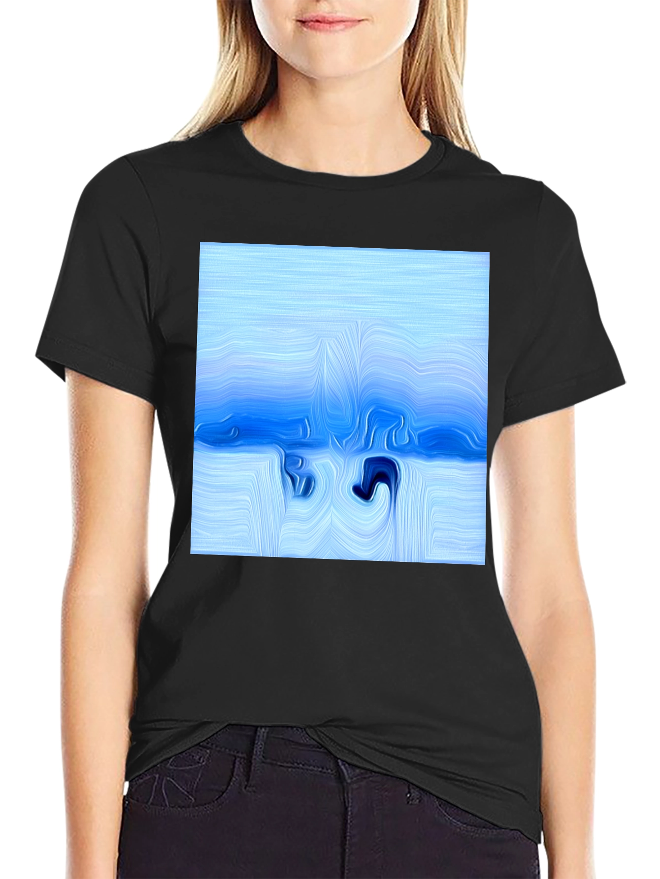 Abstract Blue Wave T-Shirt - Artistic Design