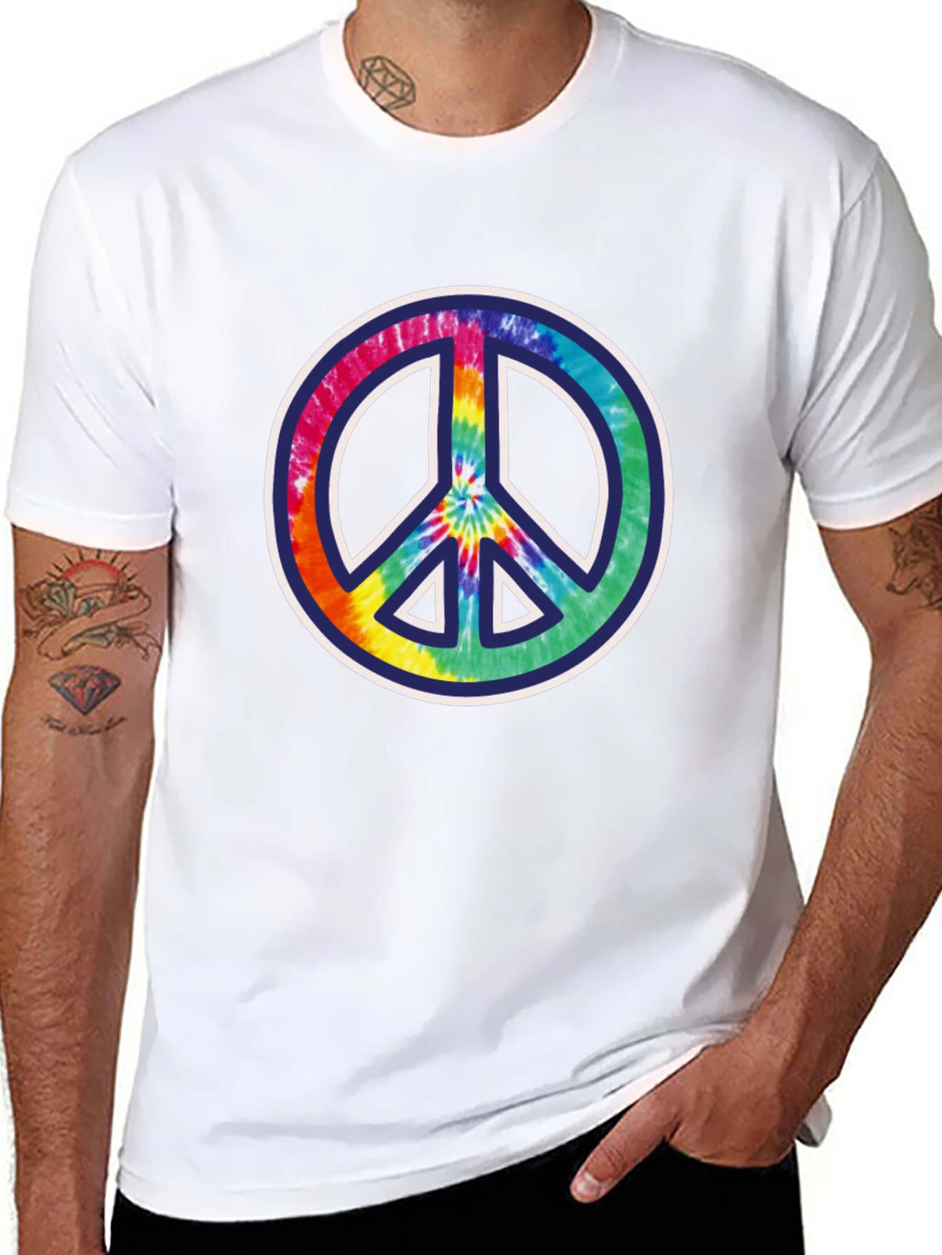 Peace Sign Tie-Dye Graphic Tee - Mens