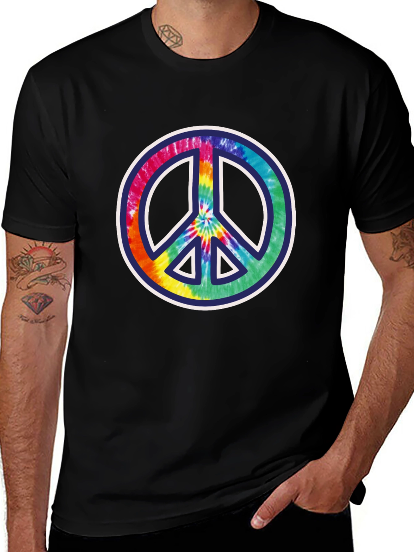 Peace Sign Tie-Dye Graphic Tee - Mens