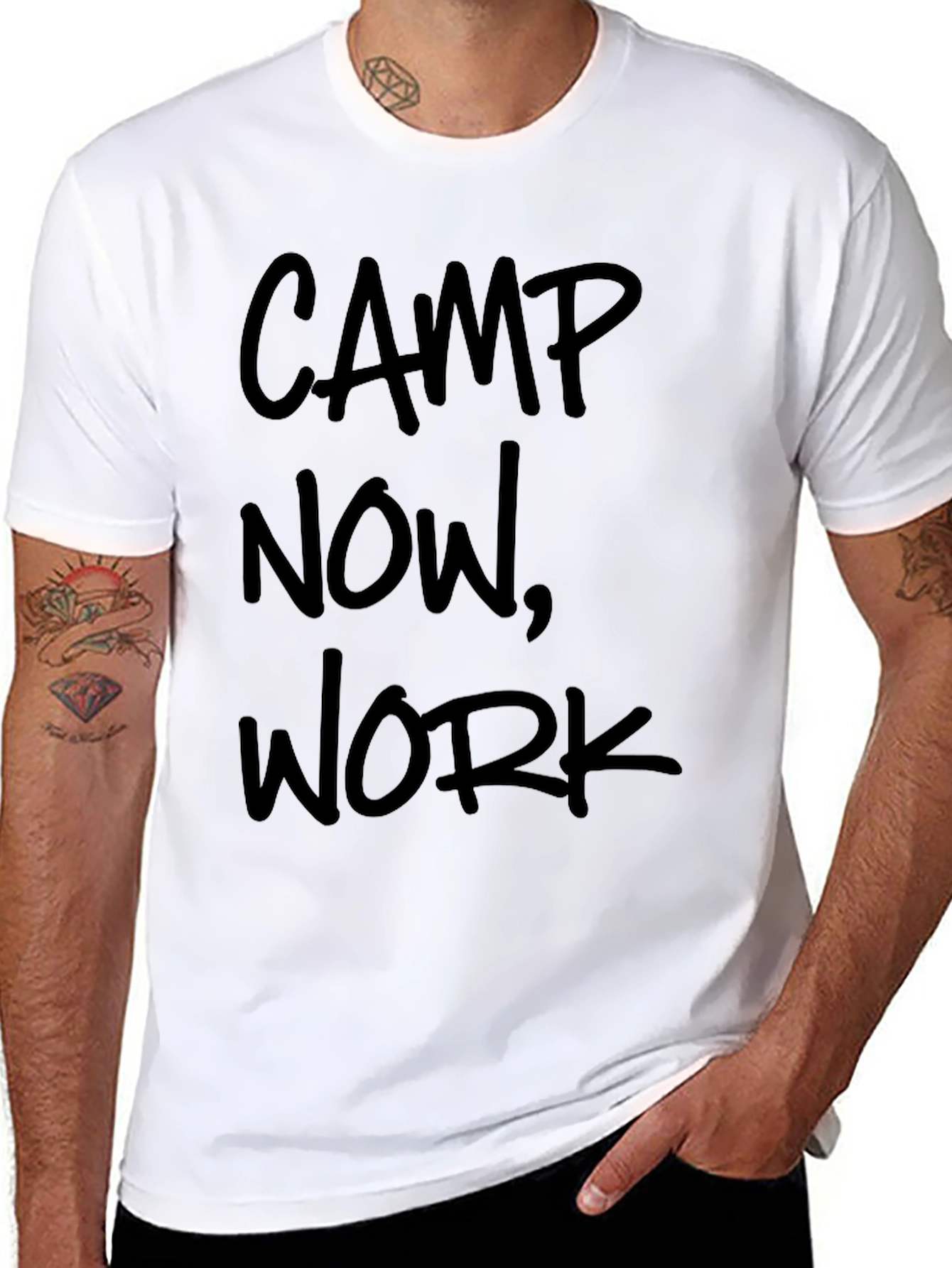 Camp Now Work Later Black T-Shirt