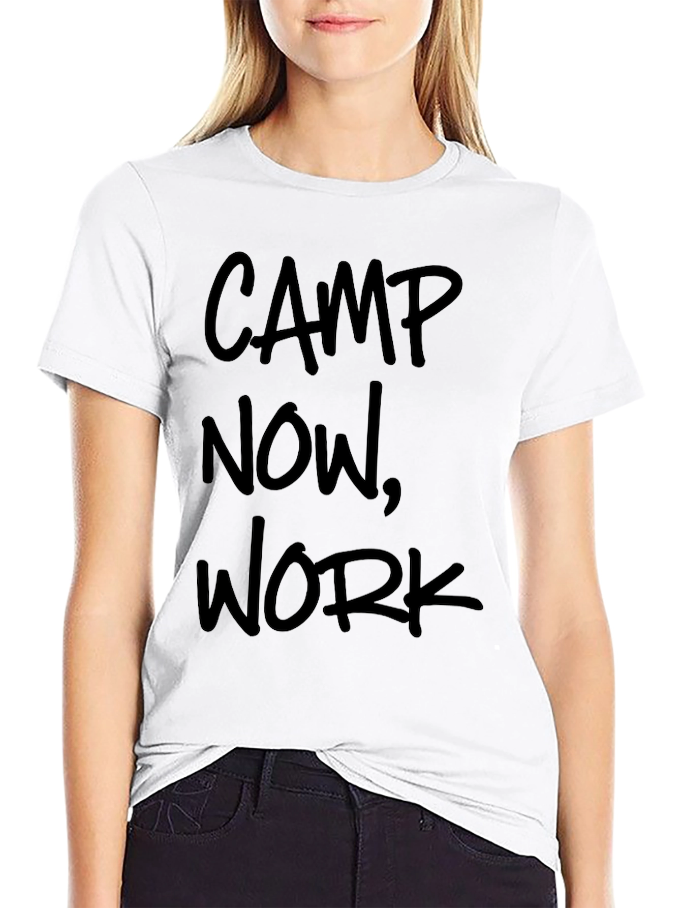 Camp Now Work Later Black T-Shirt