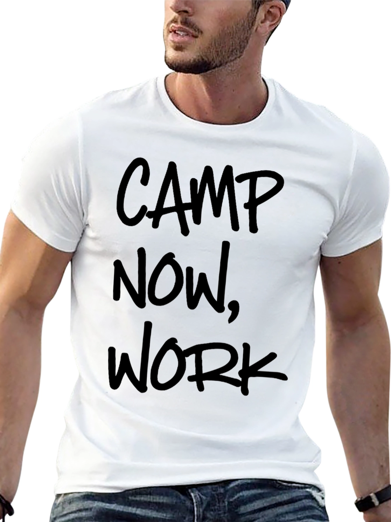 Camp Now Work Later Black T-Shirt