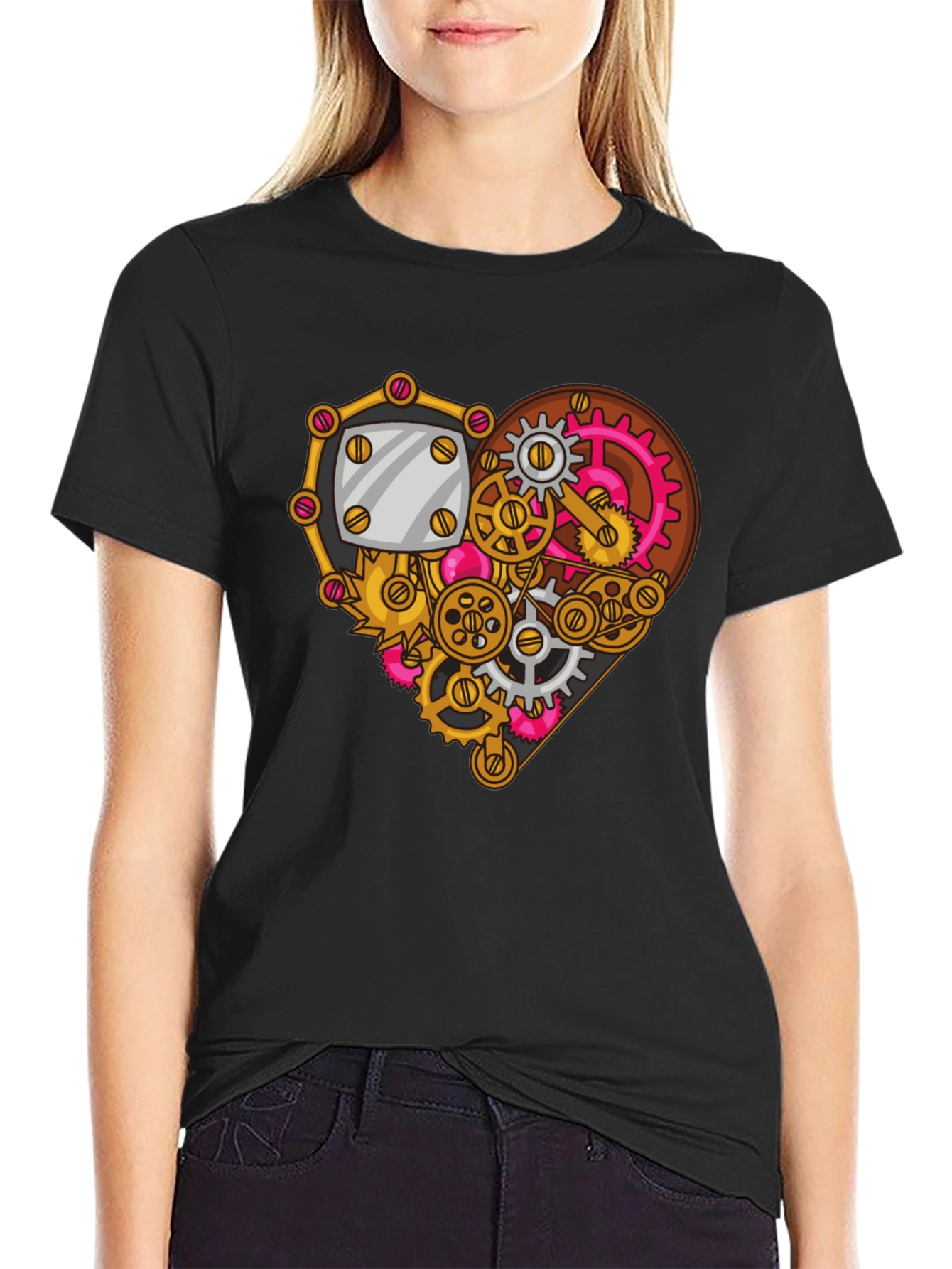 Steampunk Heart Gear Graphic Tee - Unique Design