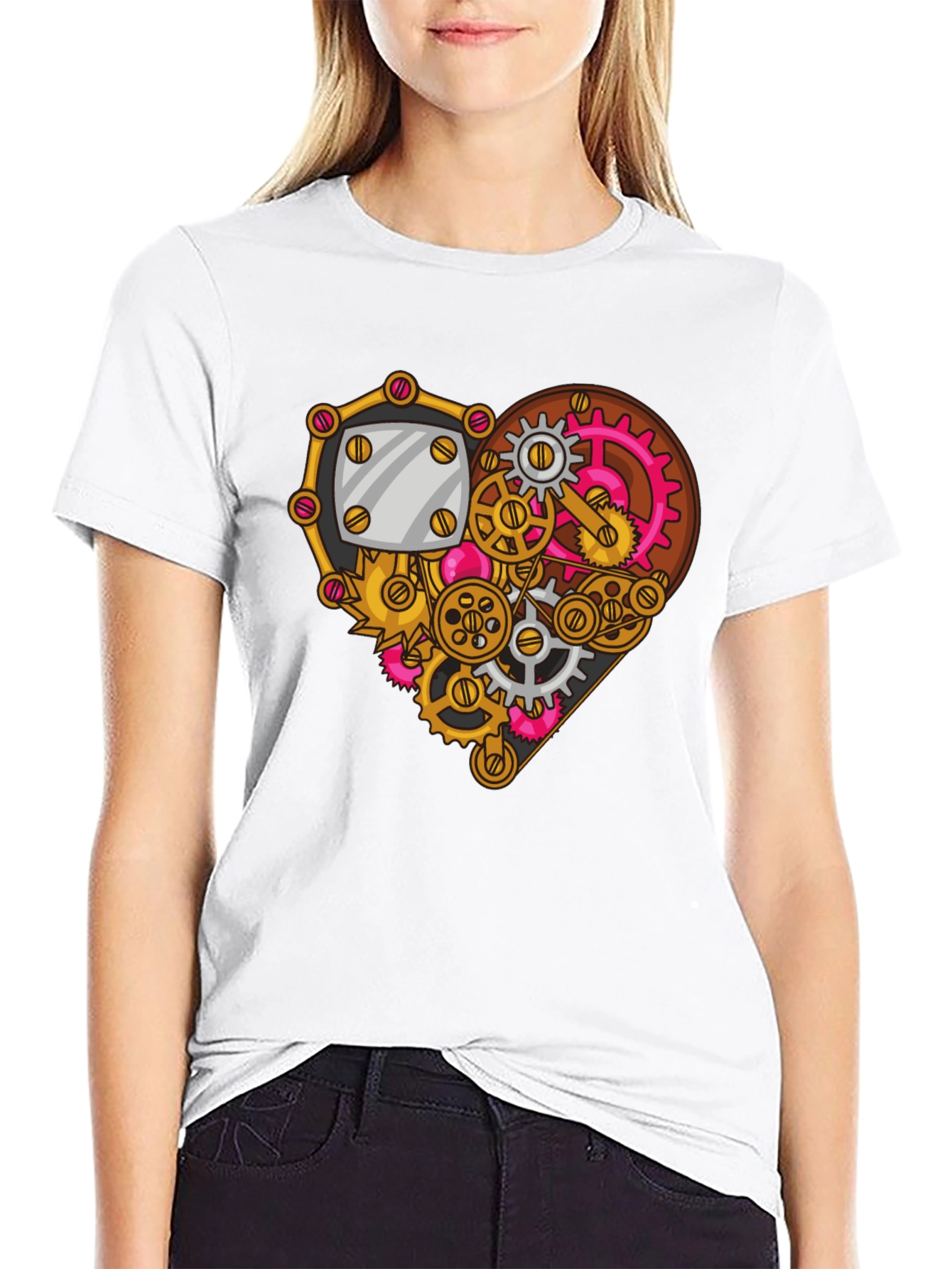 Steampunk Heart Gear Graphic Tee - Unique Design