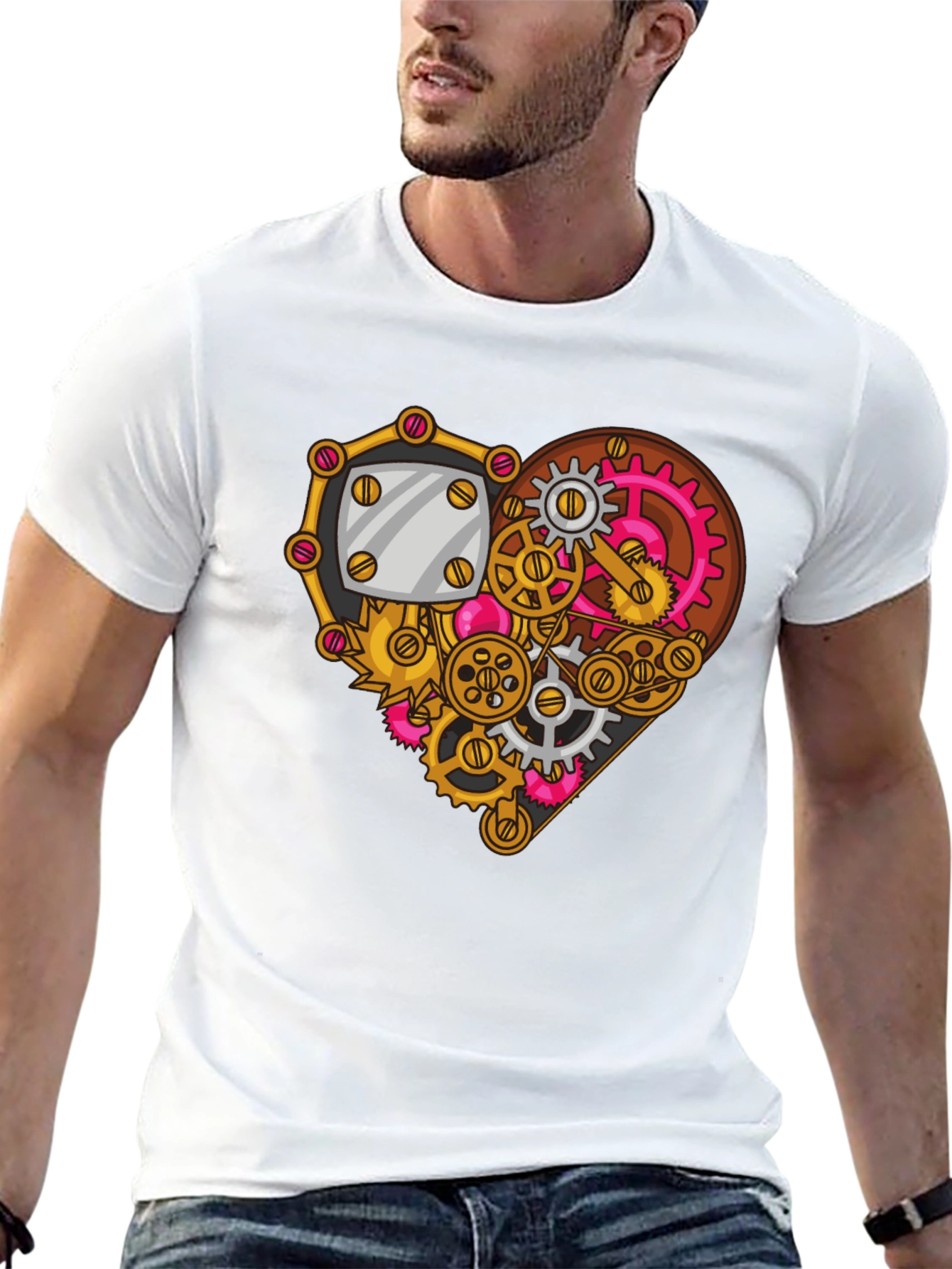 Steampunk Heart Gear Graphic Tee - Unique Design