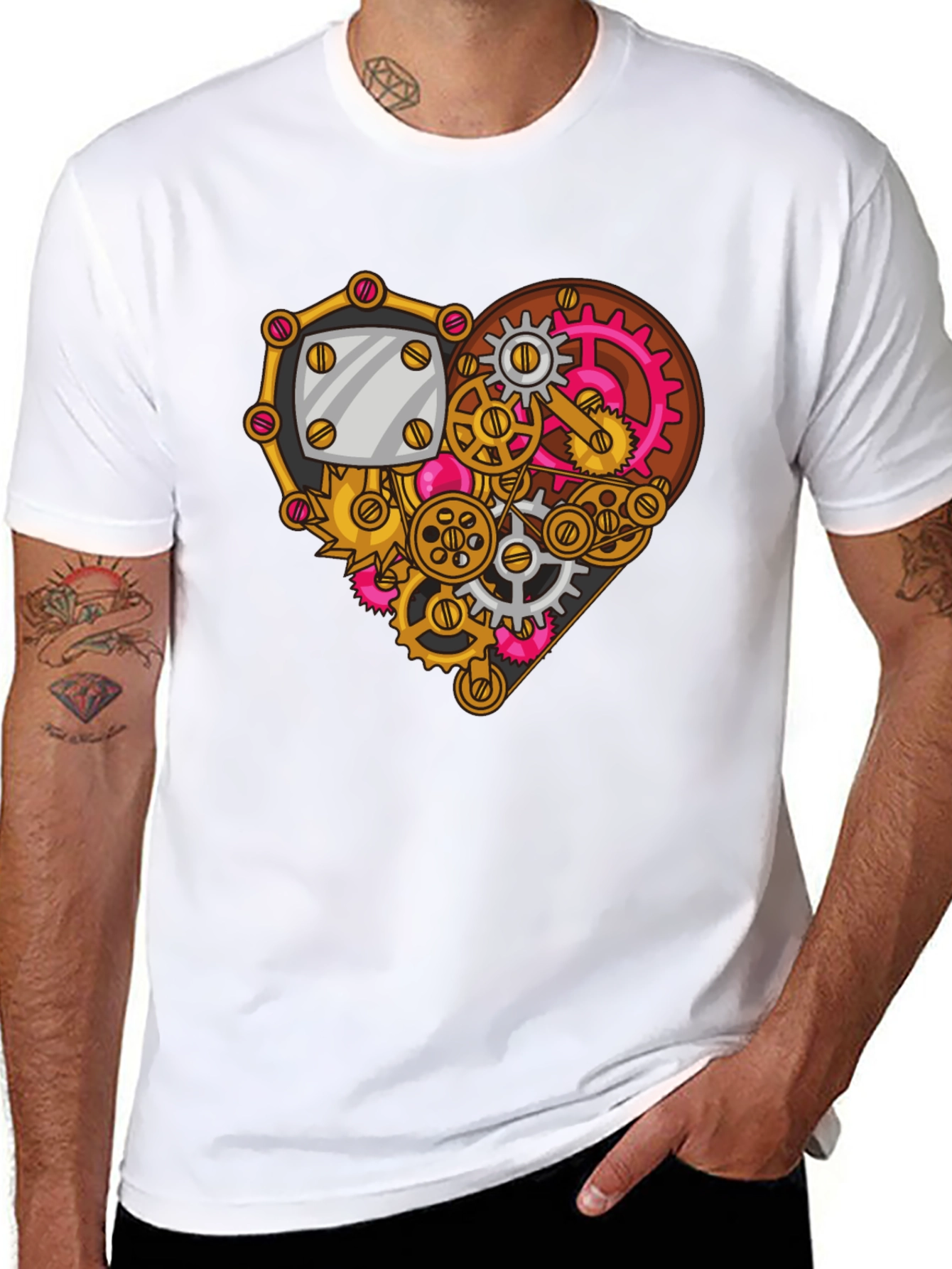 Steampunk Heart Gear Graphic Tee - Unique Design