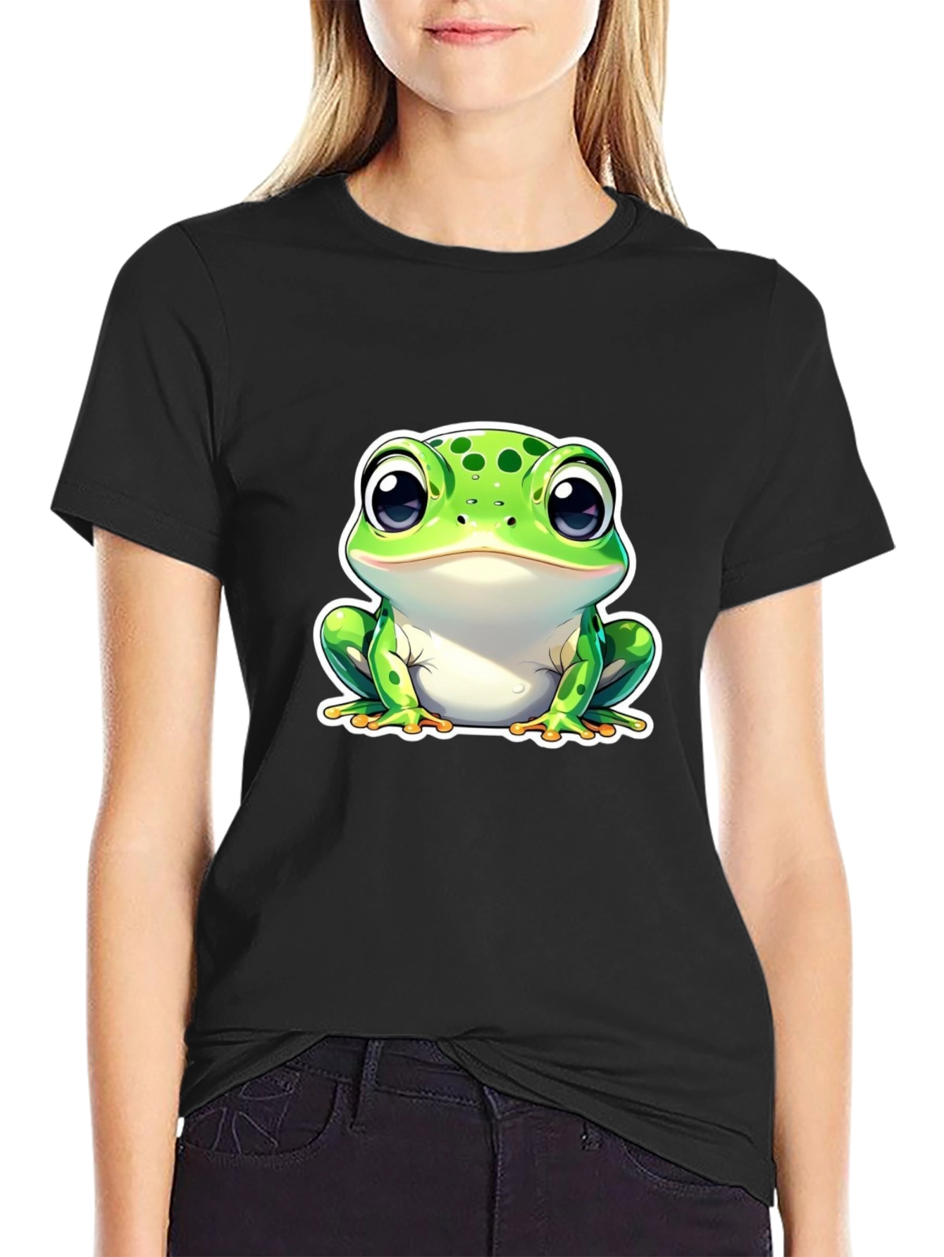 Cute Frog Graphic Tee - Unisex Black T-Shirt