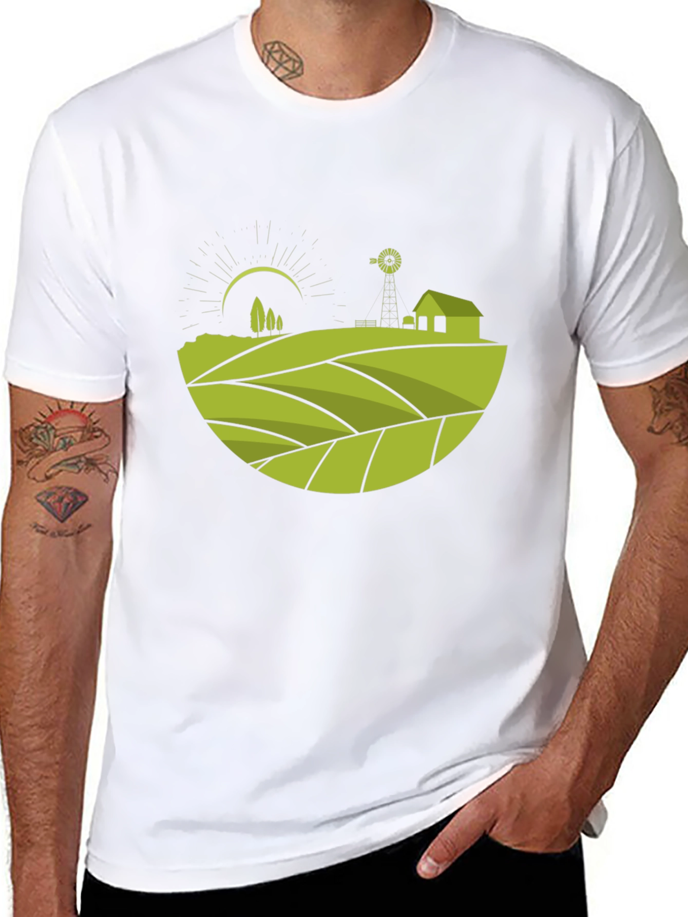 Rural Landscape Graphic Tee - Black
