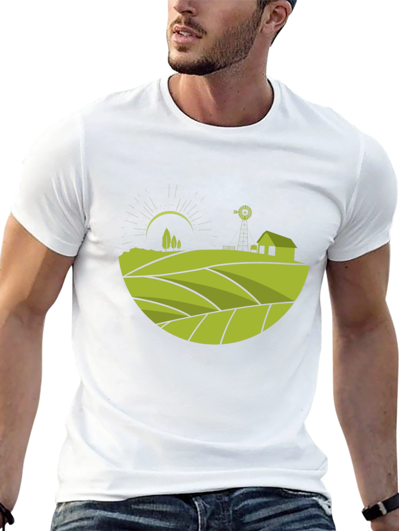 Rural Landscape Graphic Tee - Black