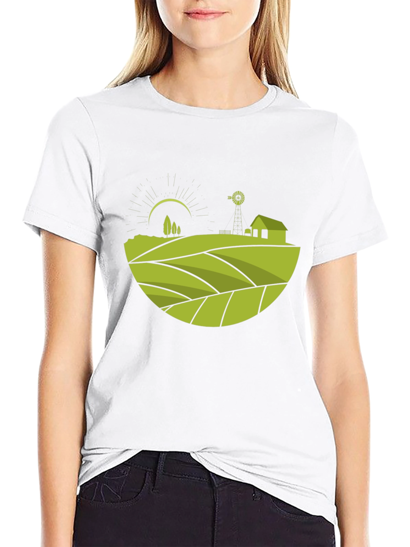 Rural Landscape Graphic Tee - Black