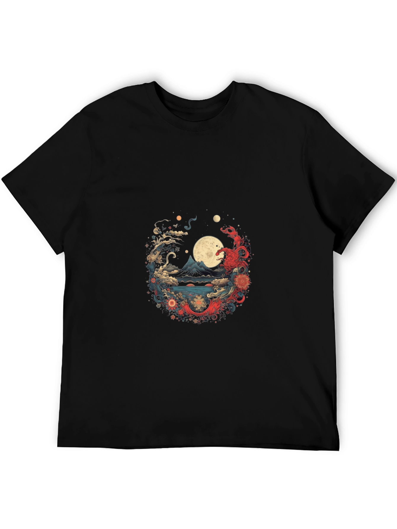 Asian Art Print Black T-Shirt