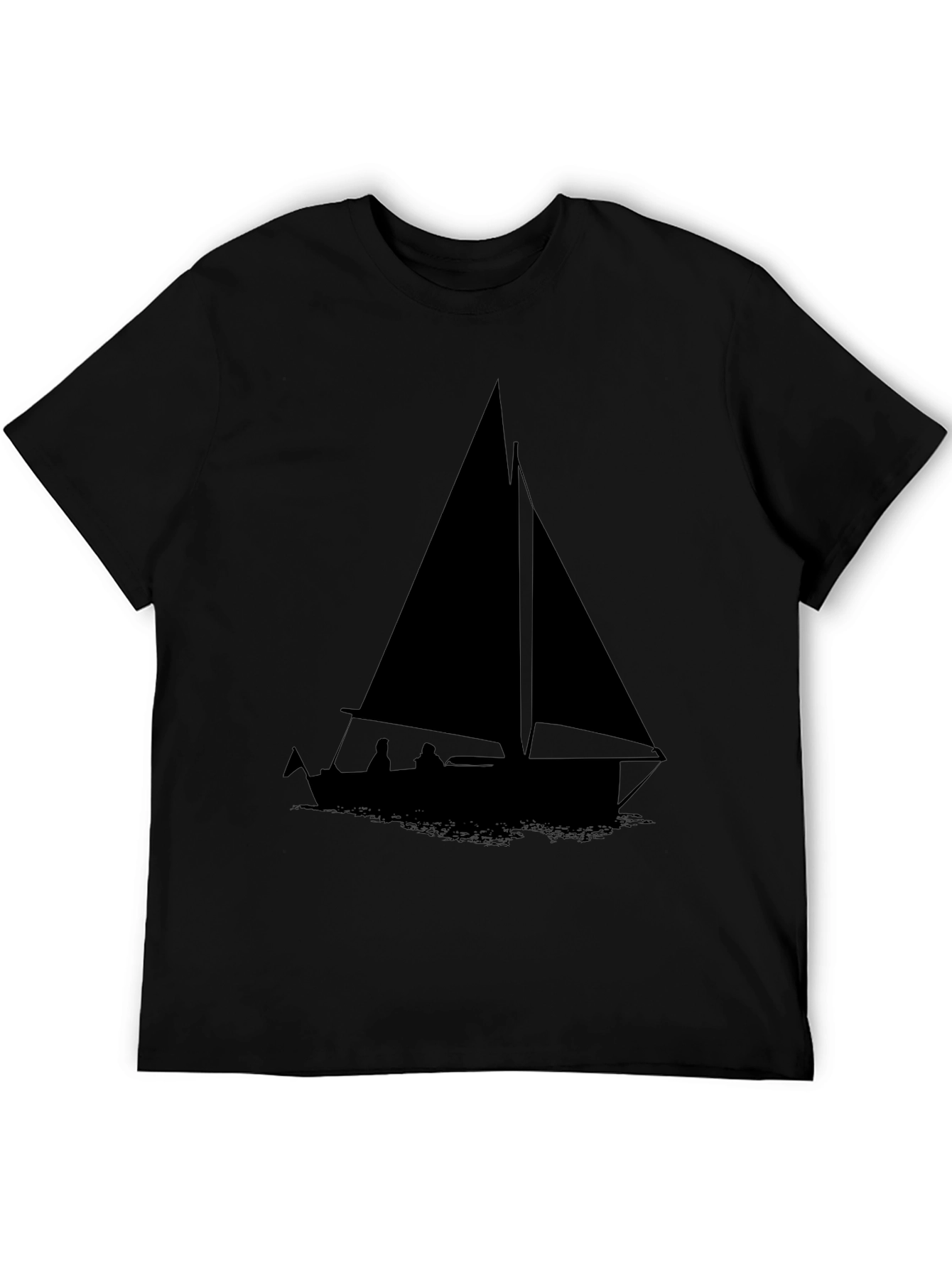 Sailboat Graphic Tee - Black Cotton Comfort