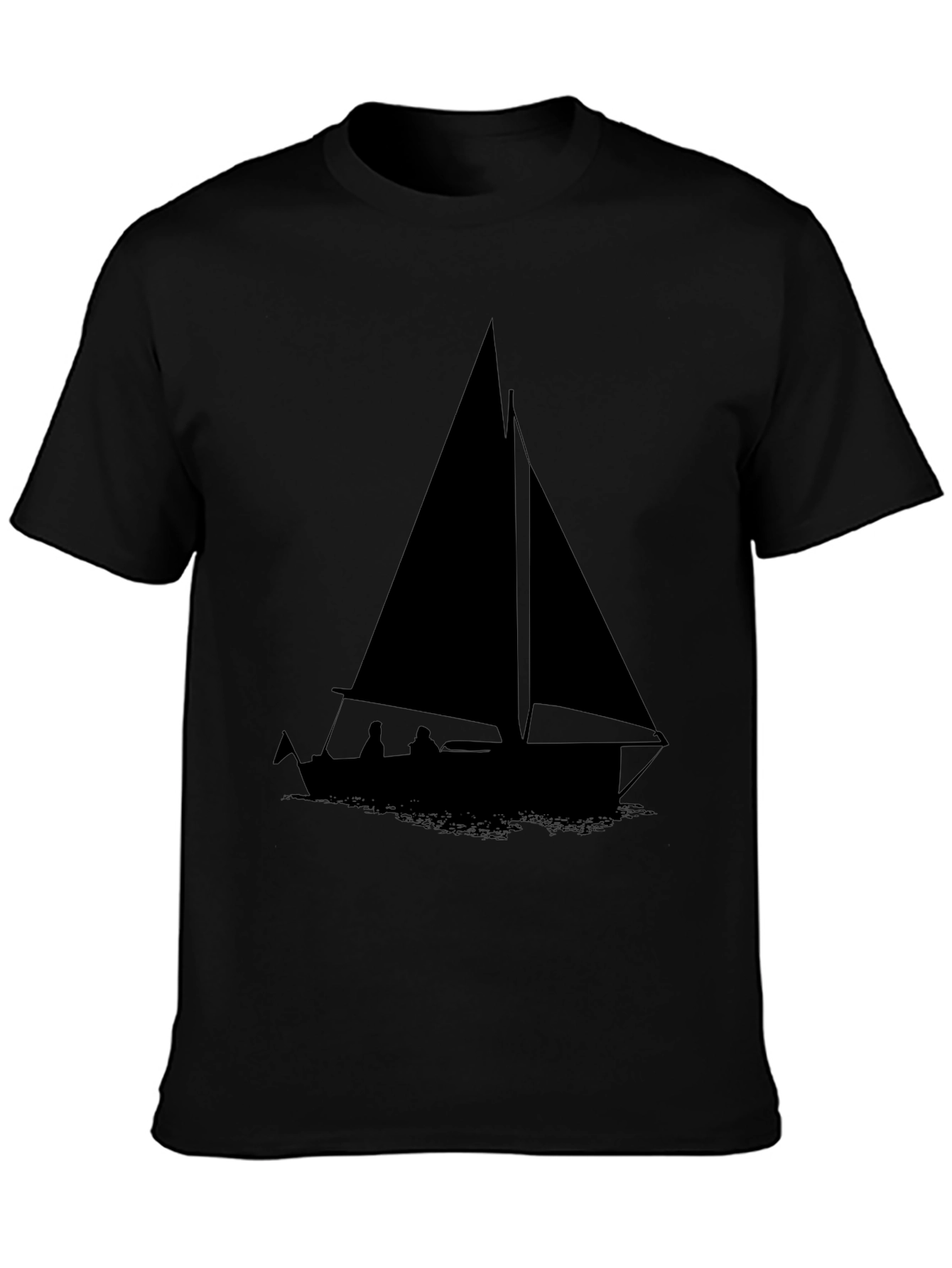 Sailboat Graphic Tee - Black Cotton Comfort