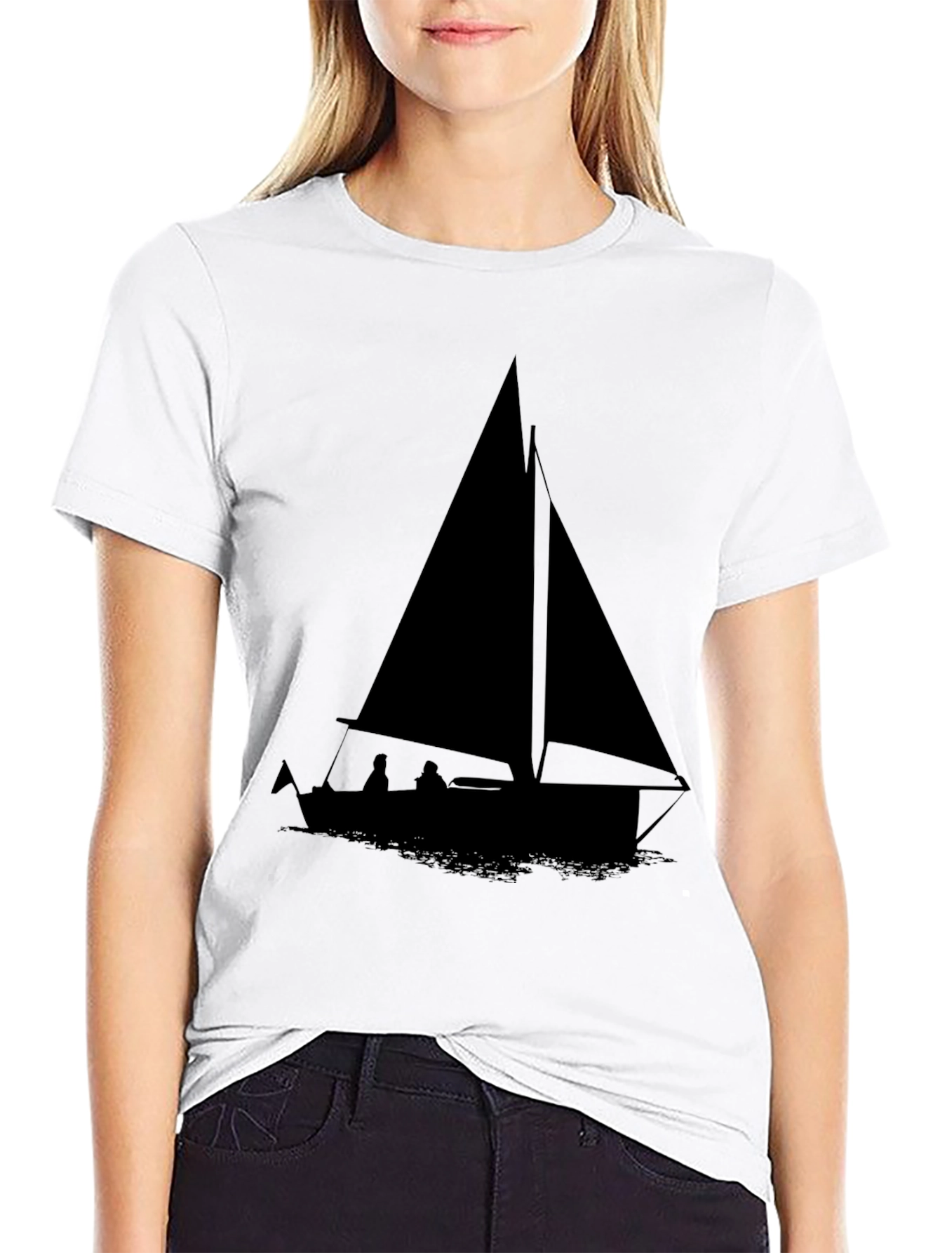 Sailboat Graphic Tee - Black Cotton Comfort