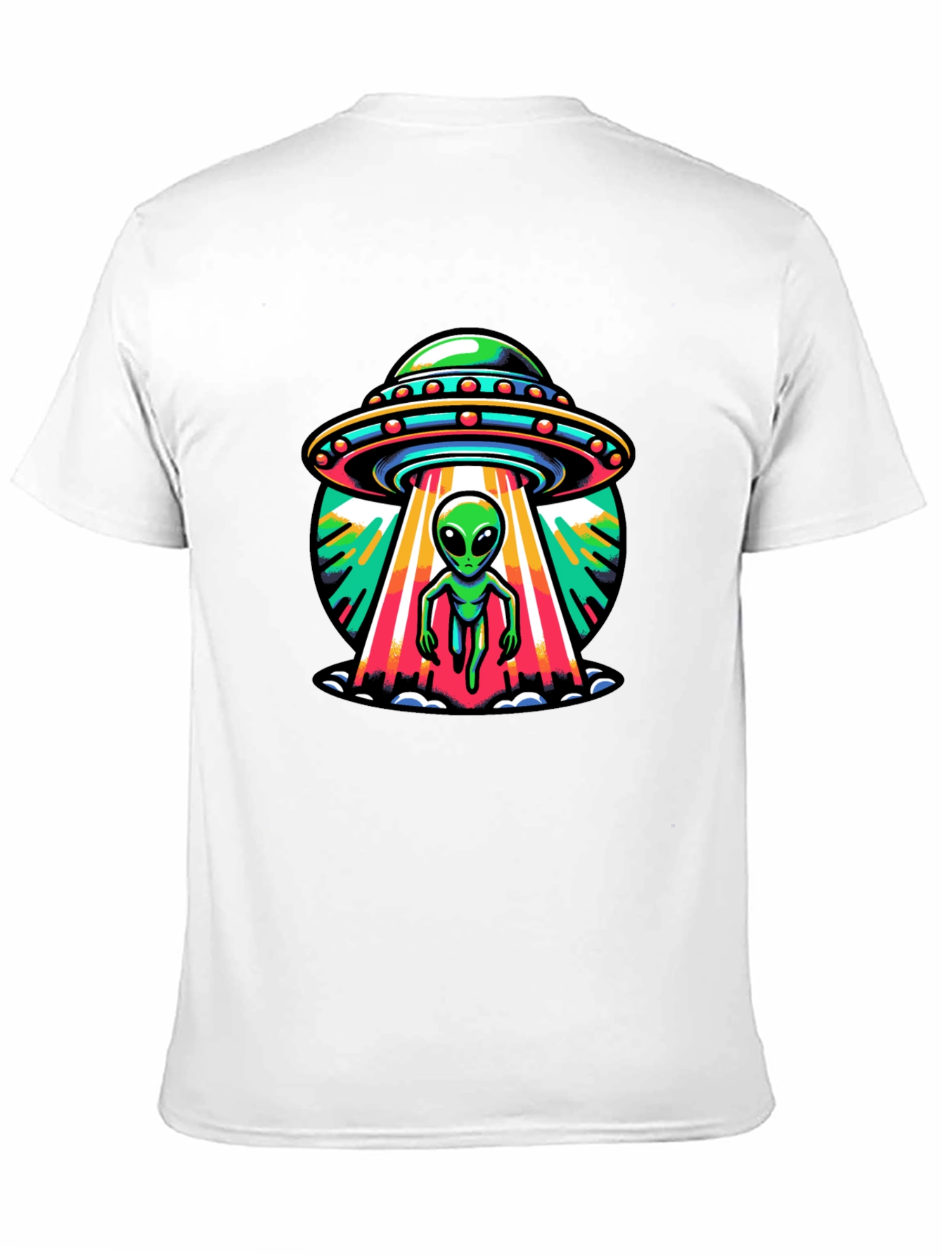 UFO Alien Abduction Graphic Tee - Black Cotton T-Shirt