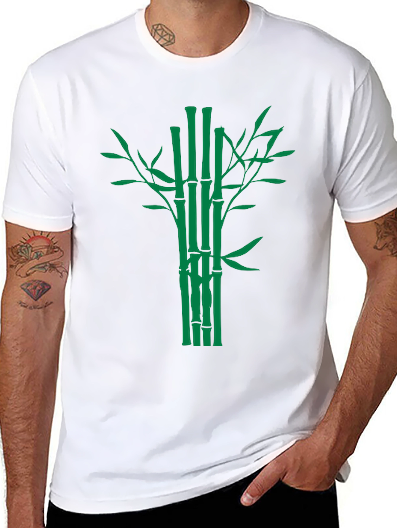 Bamboo Graphic Tee - Classic Black Cotton T-Shirt