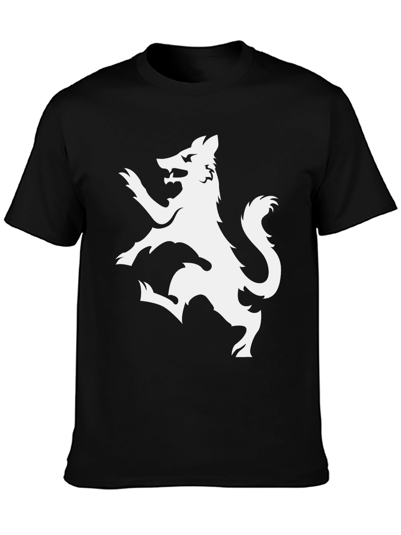 Black T-Shirt with White Wolf Design
