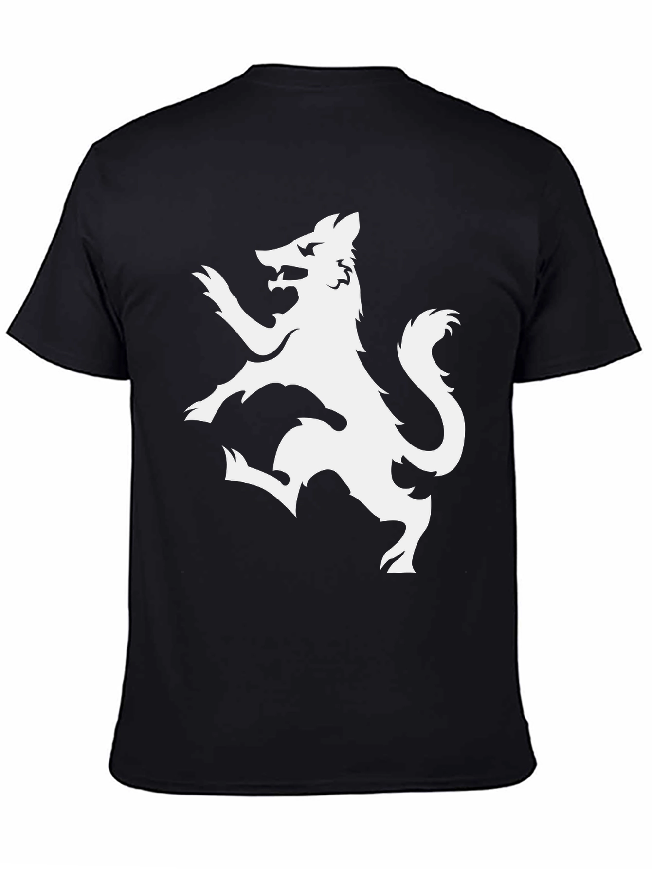 Black T-Shirt with White Wolf Design