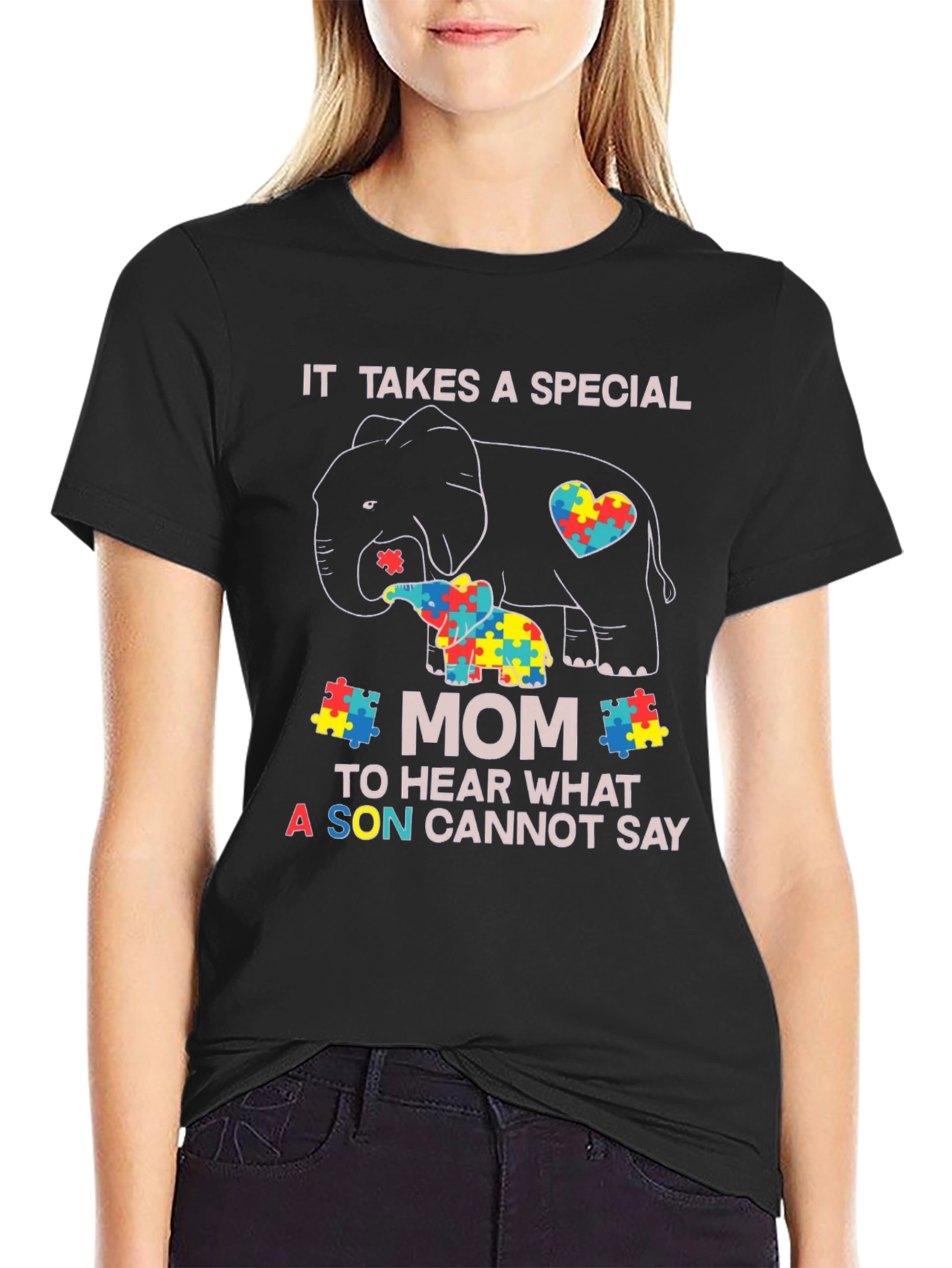 Autism Awareness Elephant Mom T-Shirt