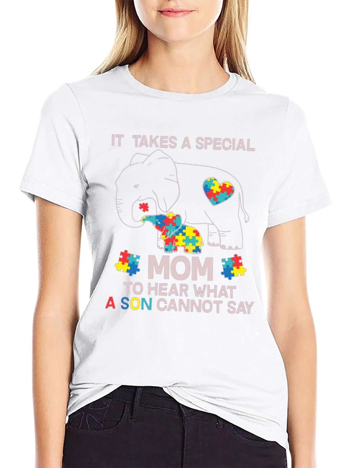 Autism Awareness Elephant Mom T-Shirt