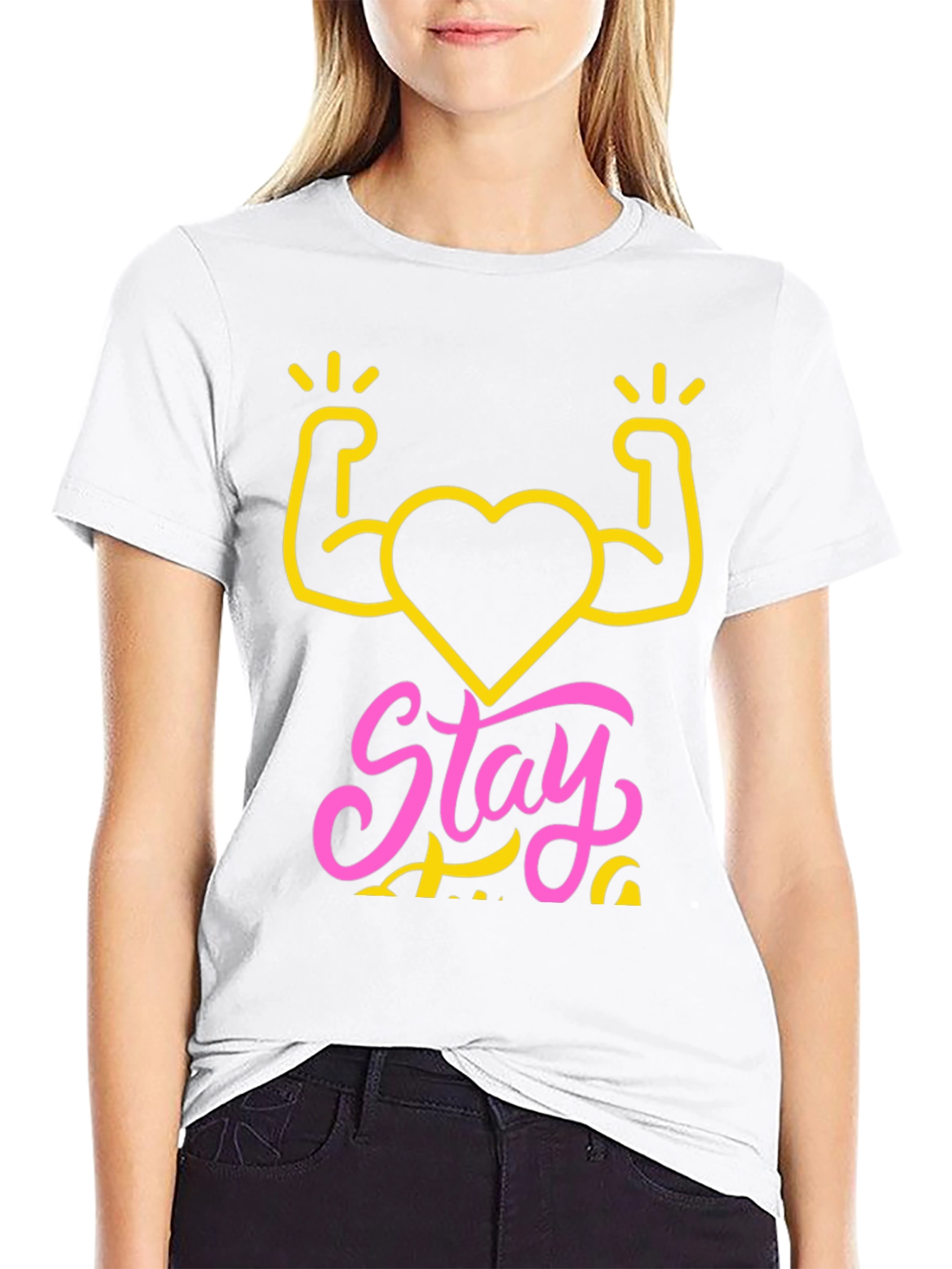 Stay Strong Heart Graphic Tee - Fitness Shirt