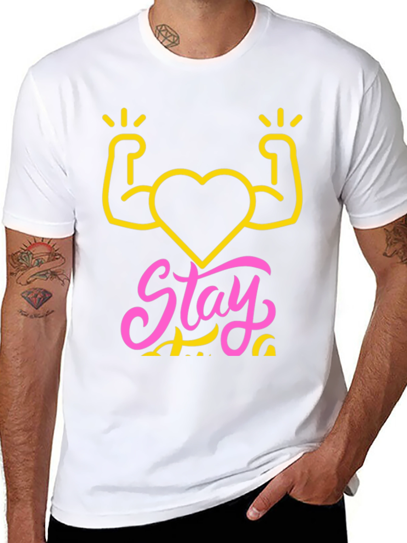 Stay Strong Heart Graphic Tee - Fitness Shirt