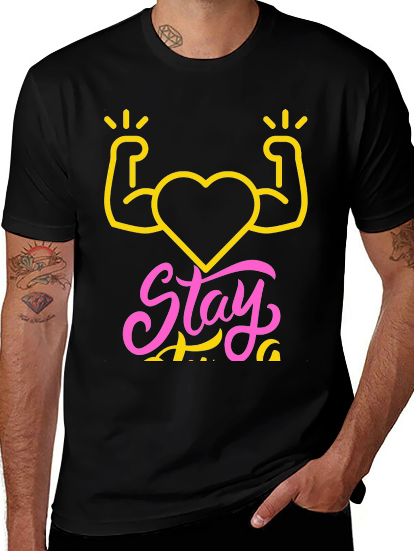 Stay Strong Heart Graphic Tee - Fitness Shirt