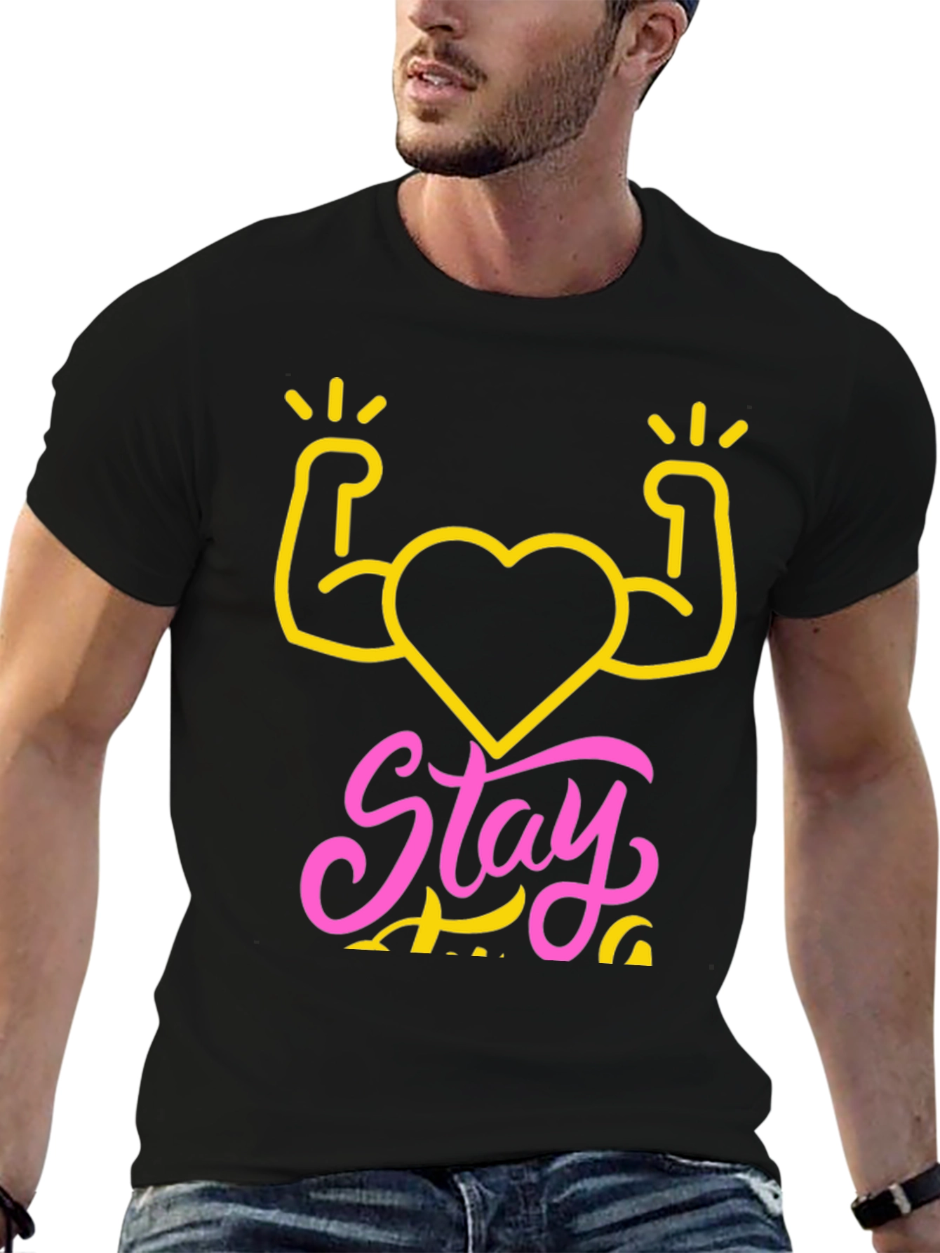 Stay Strong Heart Graphic Tee - Fitness Shirt