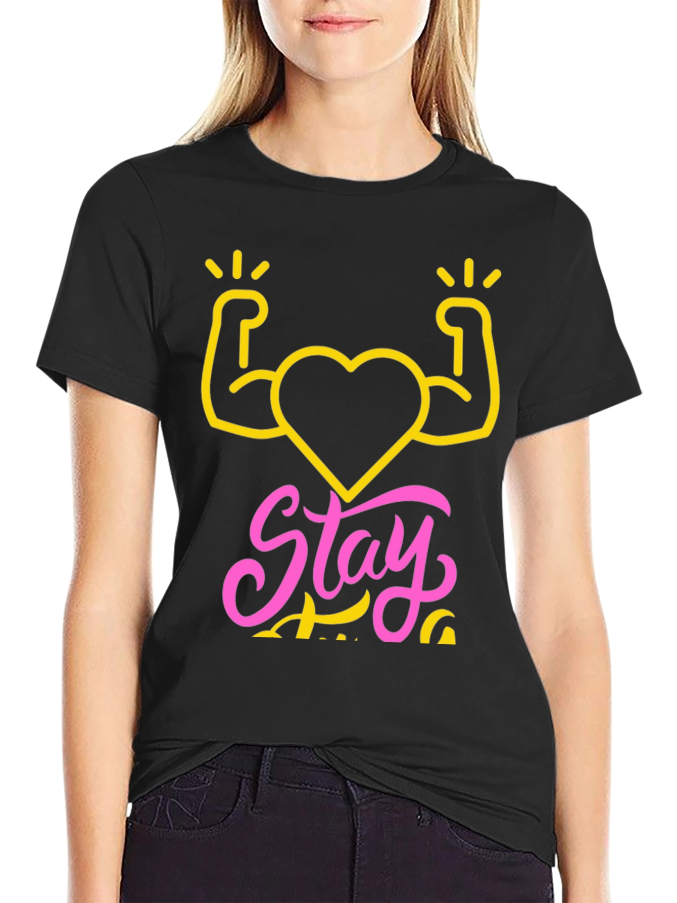 Stay Strong Heart Graphic Tee - Fitness Shirt