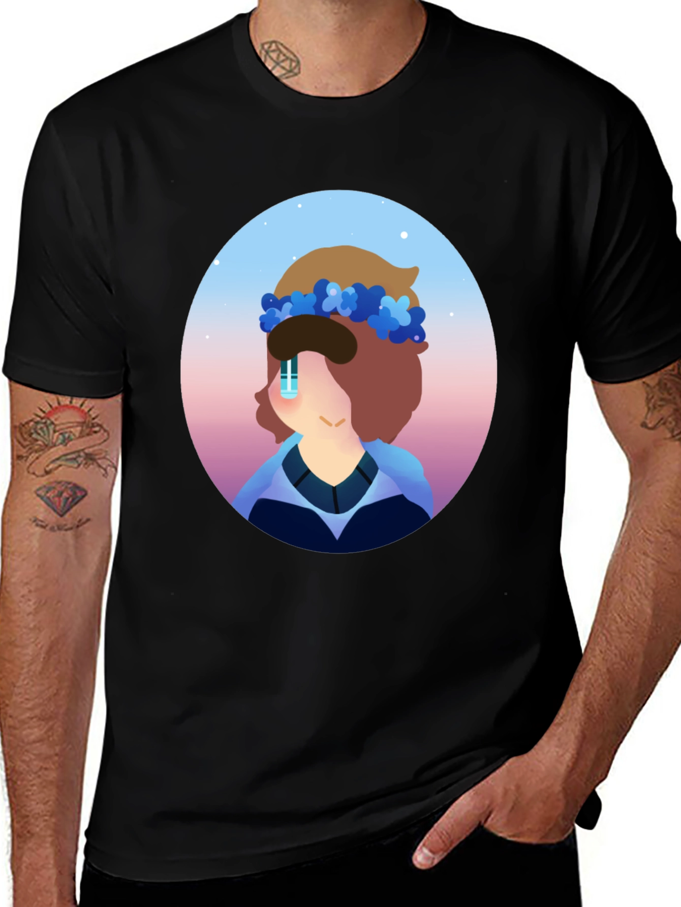 Floral Crown Cartoon T-Shirt