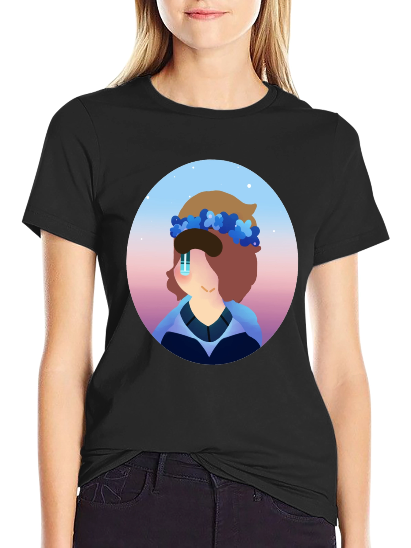 Floral Crown Cartoon T-Shirt