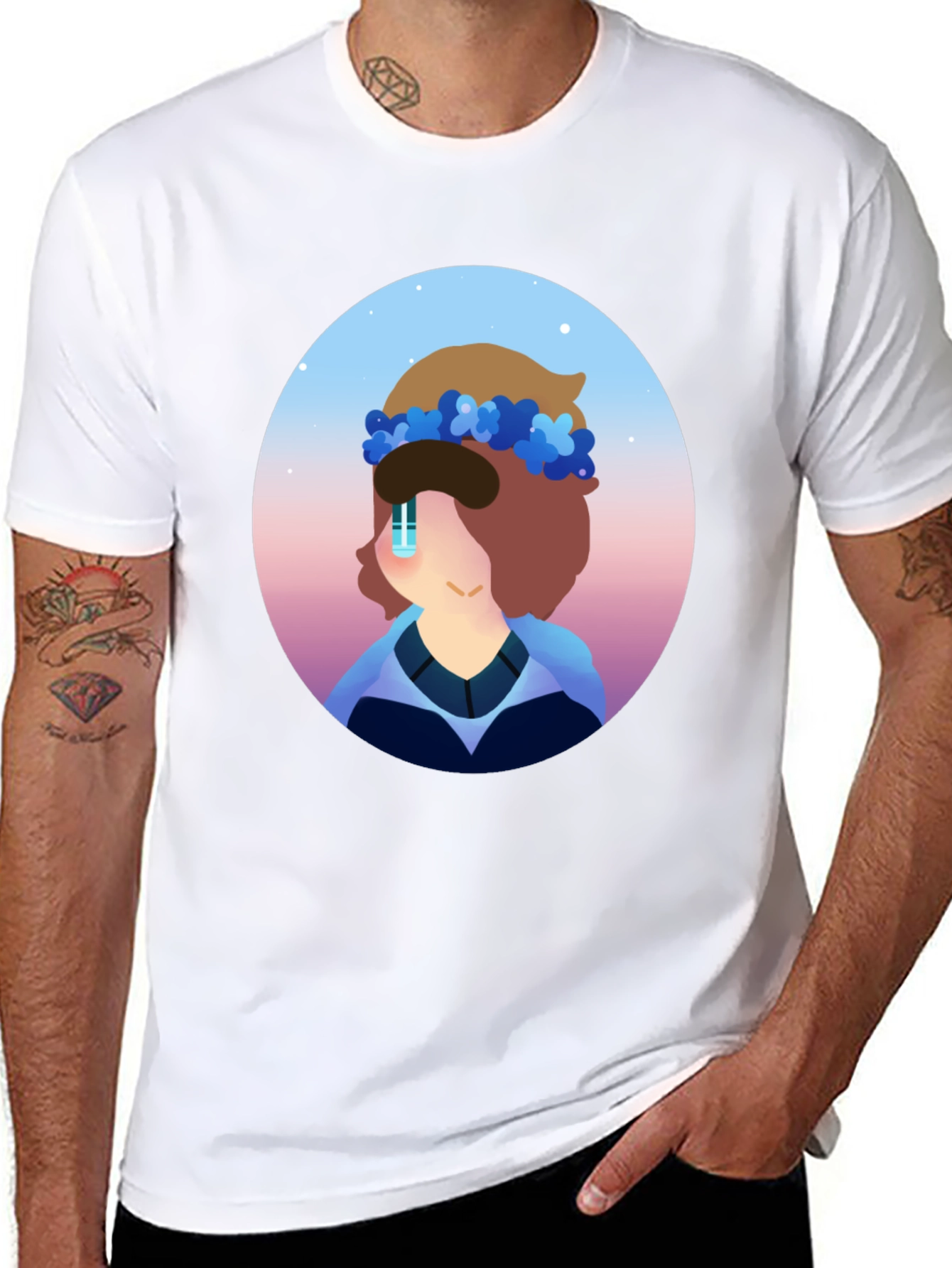 Floral Crown Cartoon T-Shirt