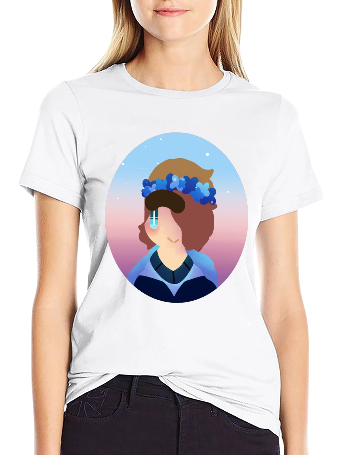 Floral Crown Cartoon T-Shirt