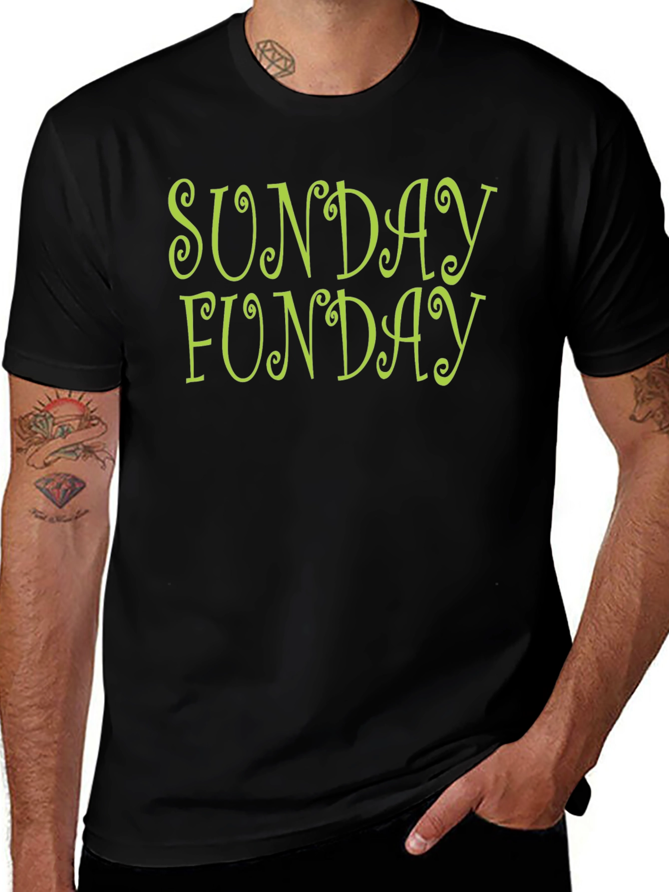 Sunday Funday T-Shirt - Black Crew Neck Tee