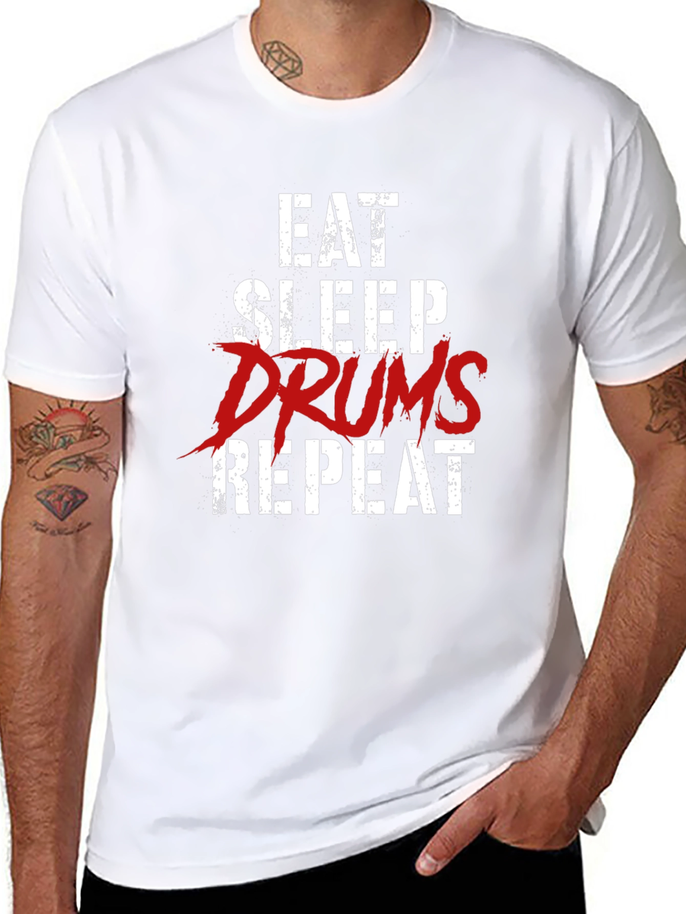 Eat Sleep Drums Repeat Graphic T-Shirt