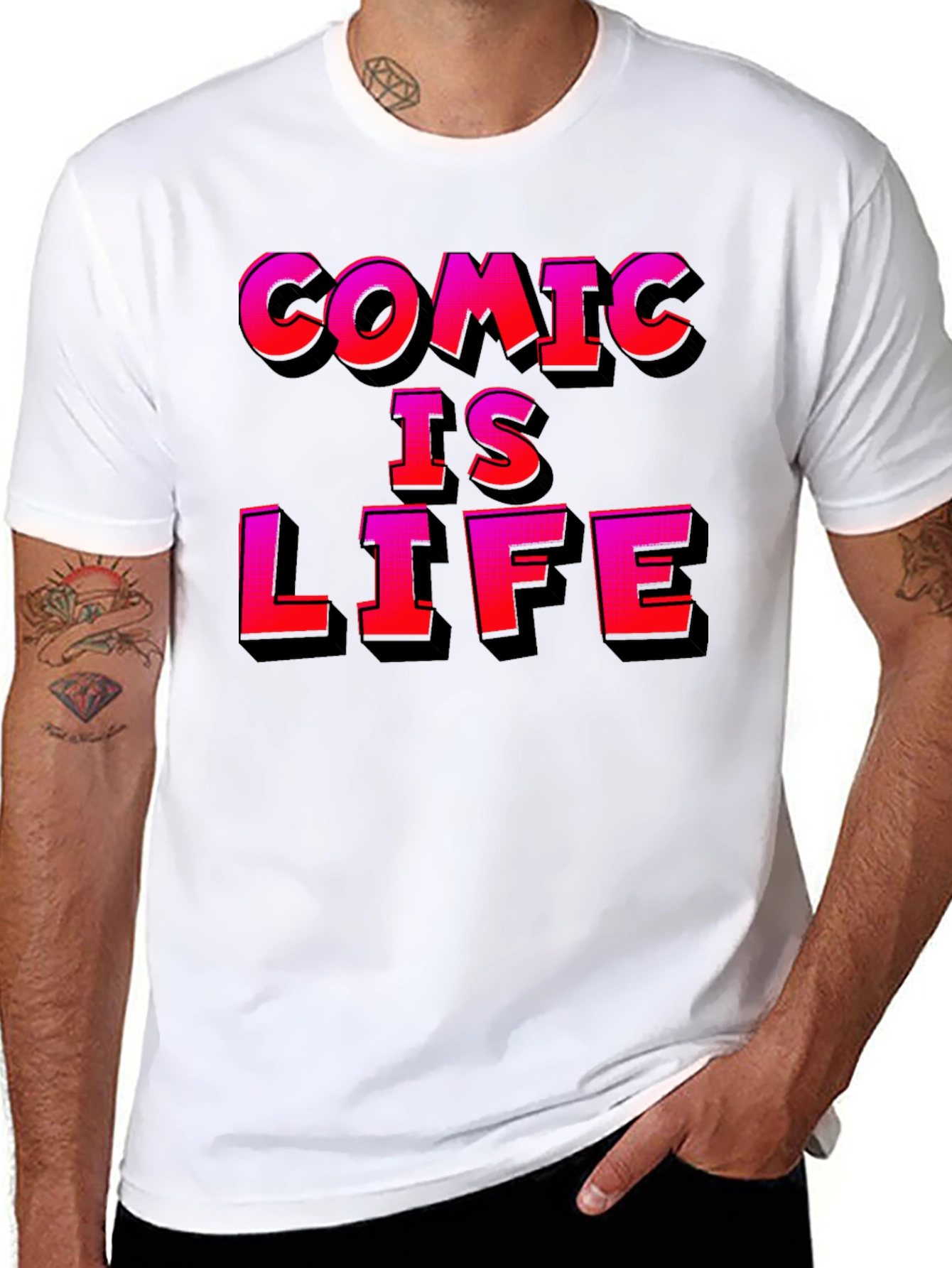 Comic Is Life Graphic T-Shirt - Black Cotton Tee
