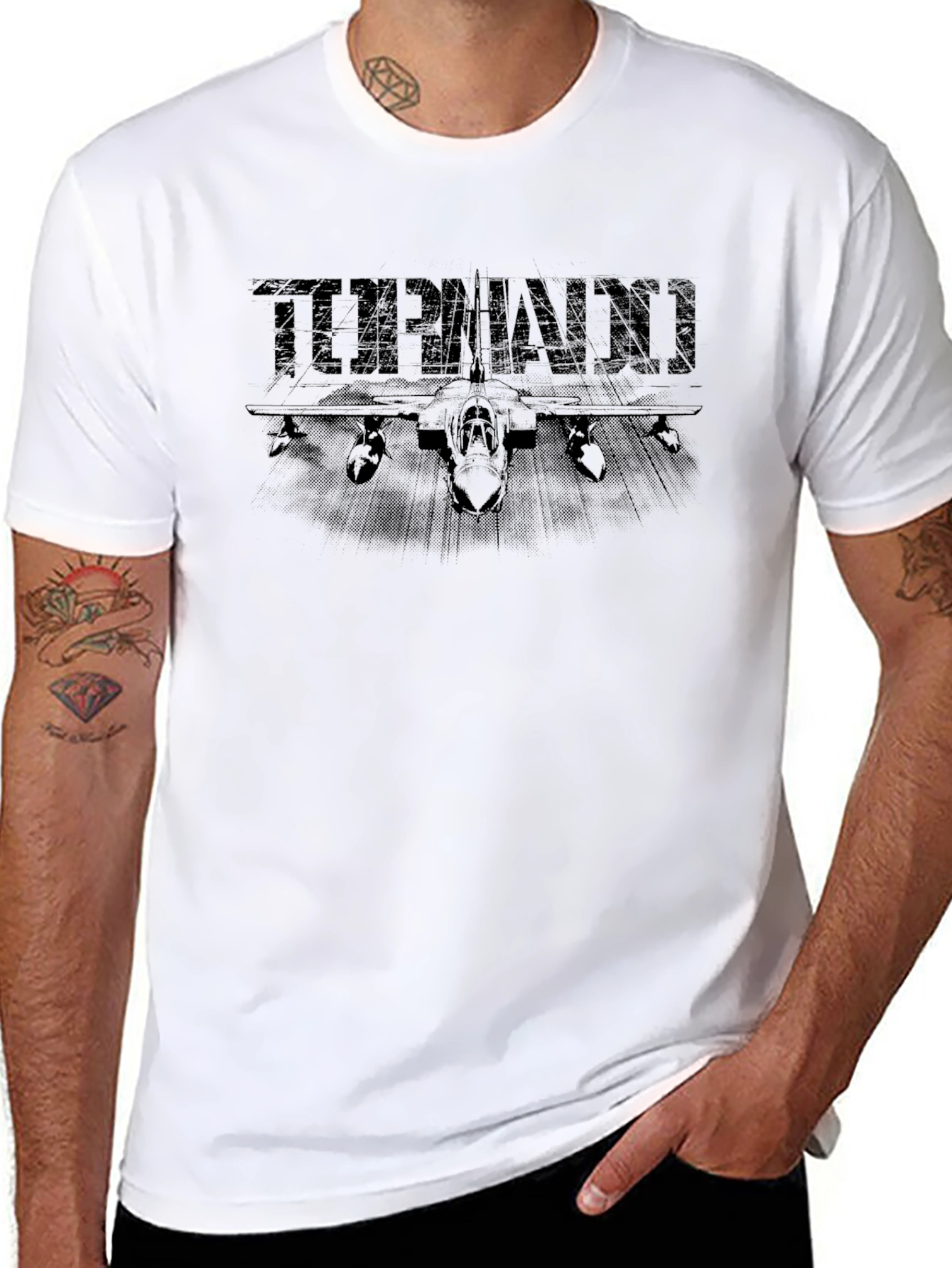 Tornado Fighter Jet Graphic Black T-Shirt