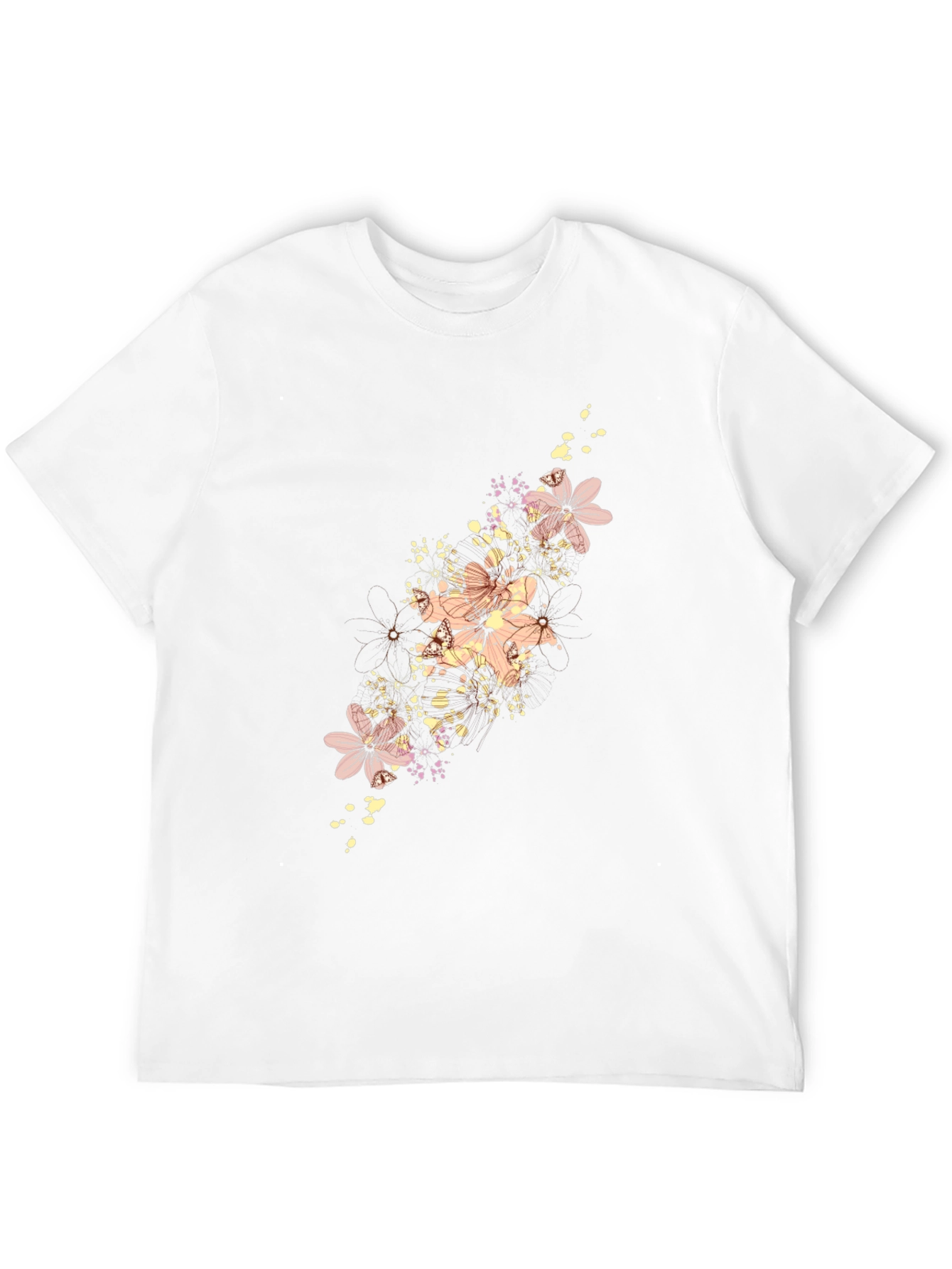 Floral Print Mens Black T-Shirt