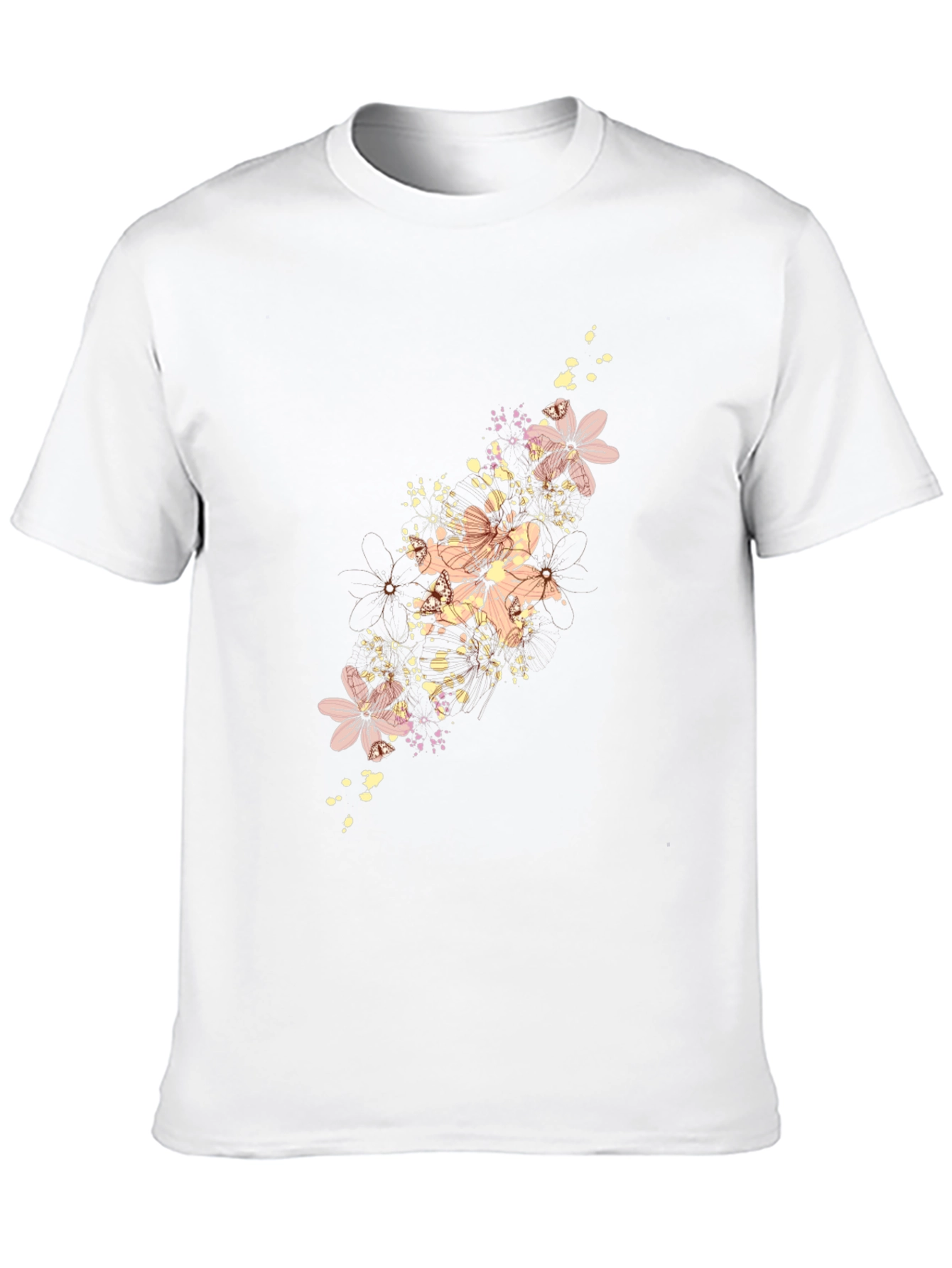 Floral Print Mens Black T-Shirt