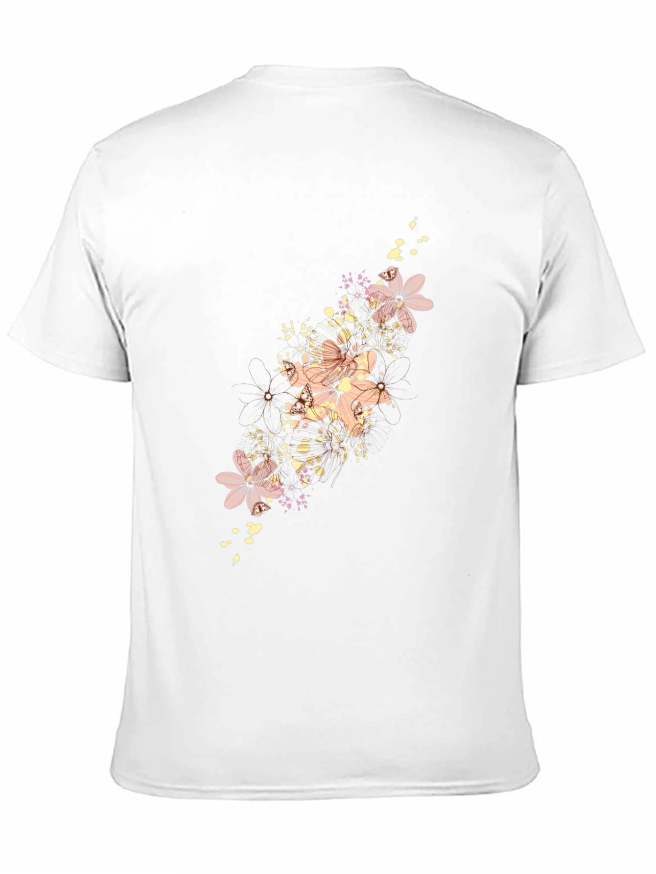 Floral Print Mens Black T-Shirt