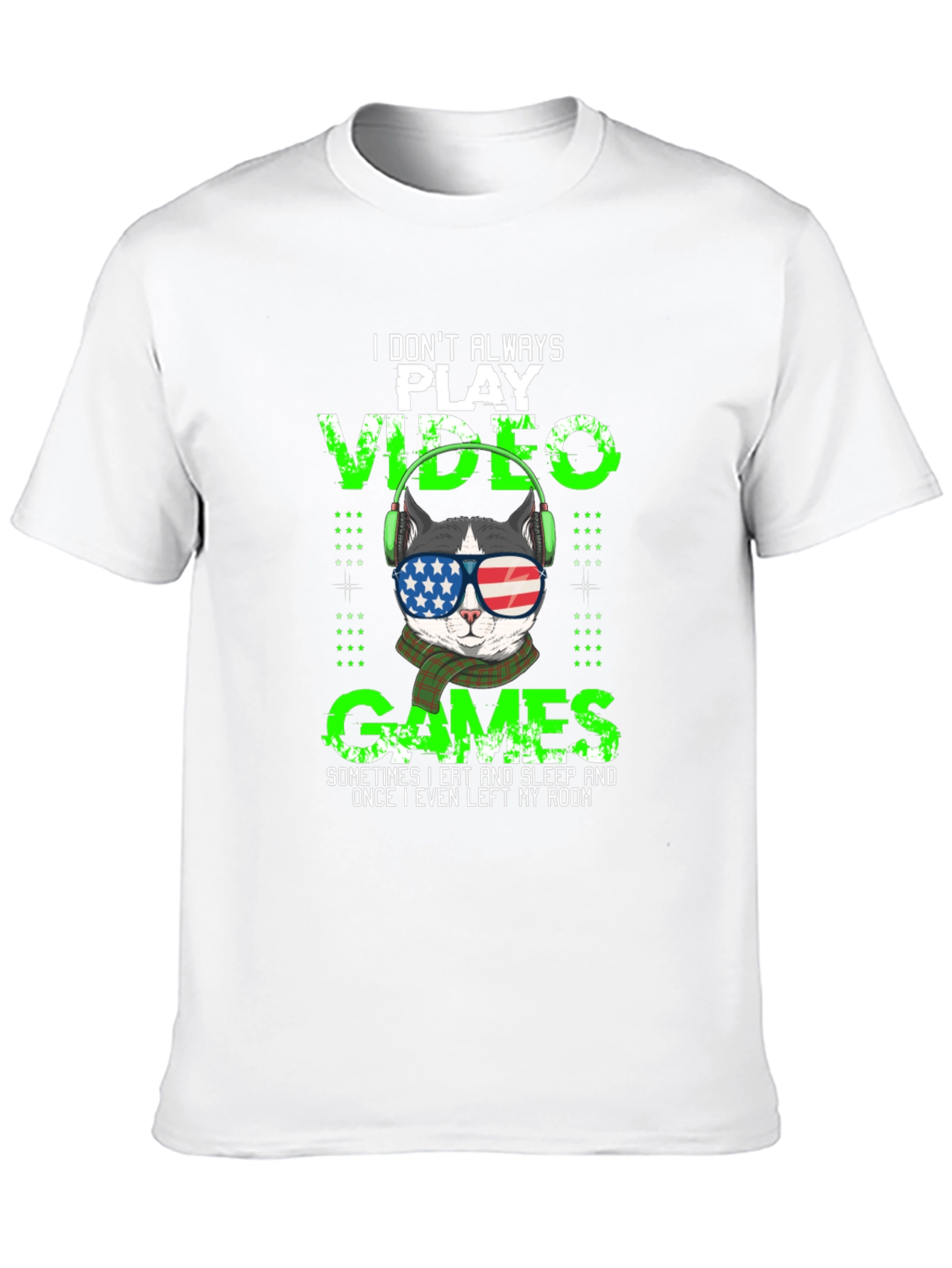 Gamer Cat T-Shirt - American Flag Sunglasses