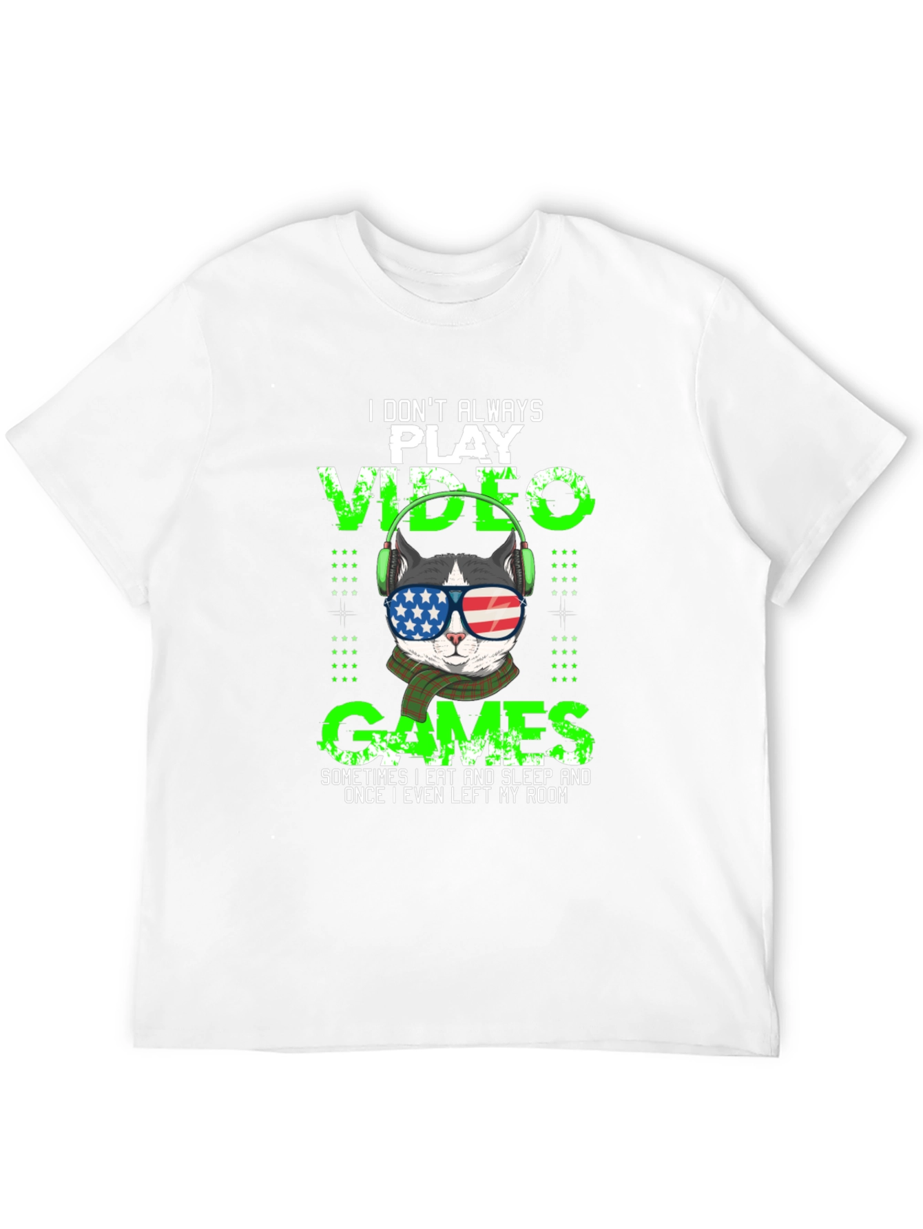 Gamer Cat T-Shirt - American Flag Sunglasses