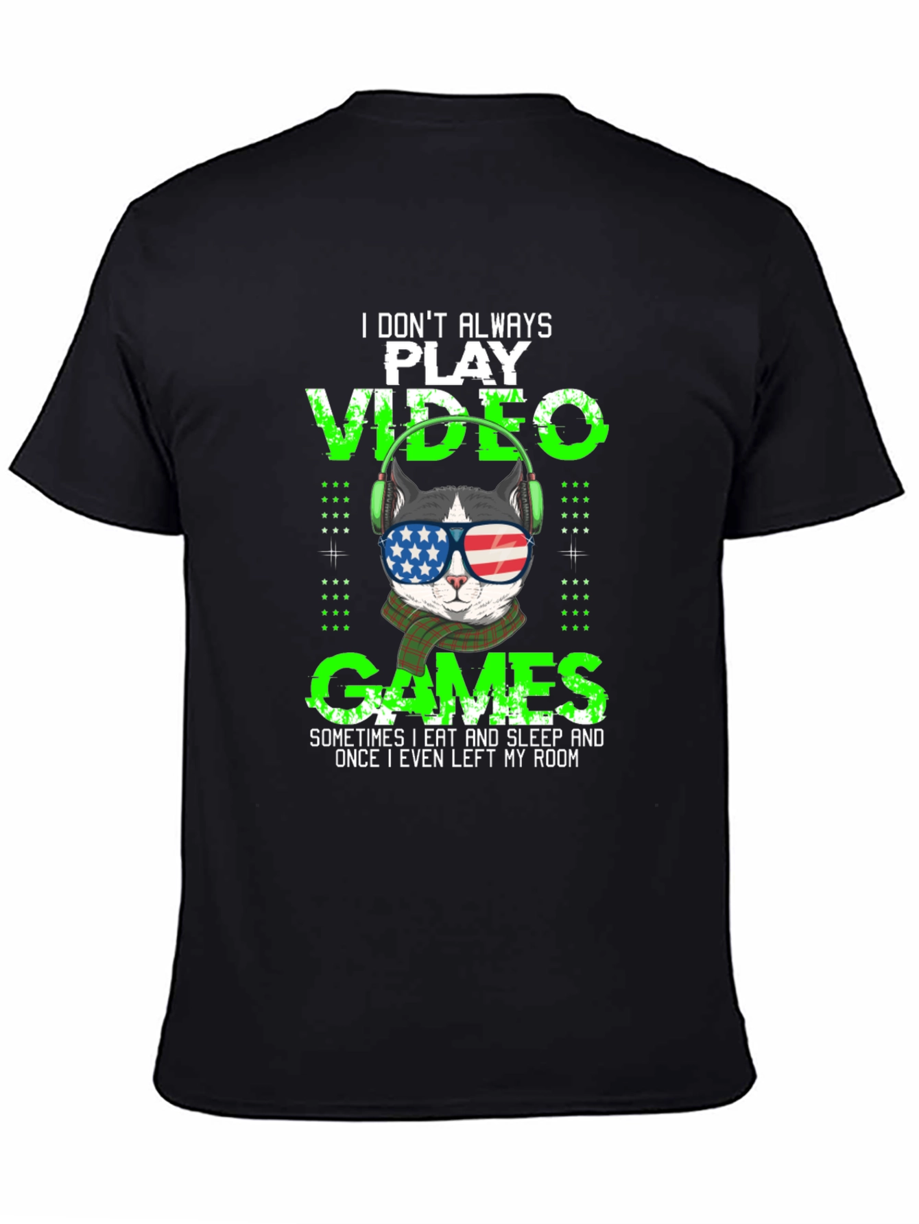 Gamer Cat T-Shirt - American Flag Sunglasses
