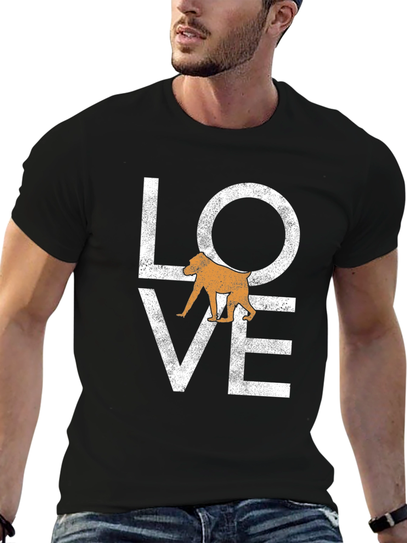 Love Baboon Graphic Tee - Soft Black T-Shirt