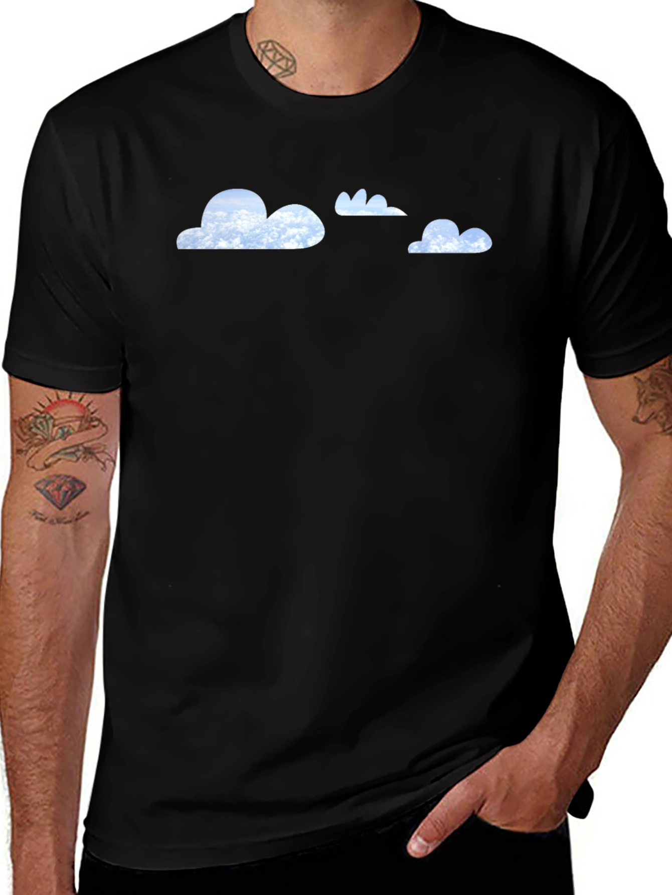 Cloud Print Black T-Shirt